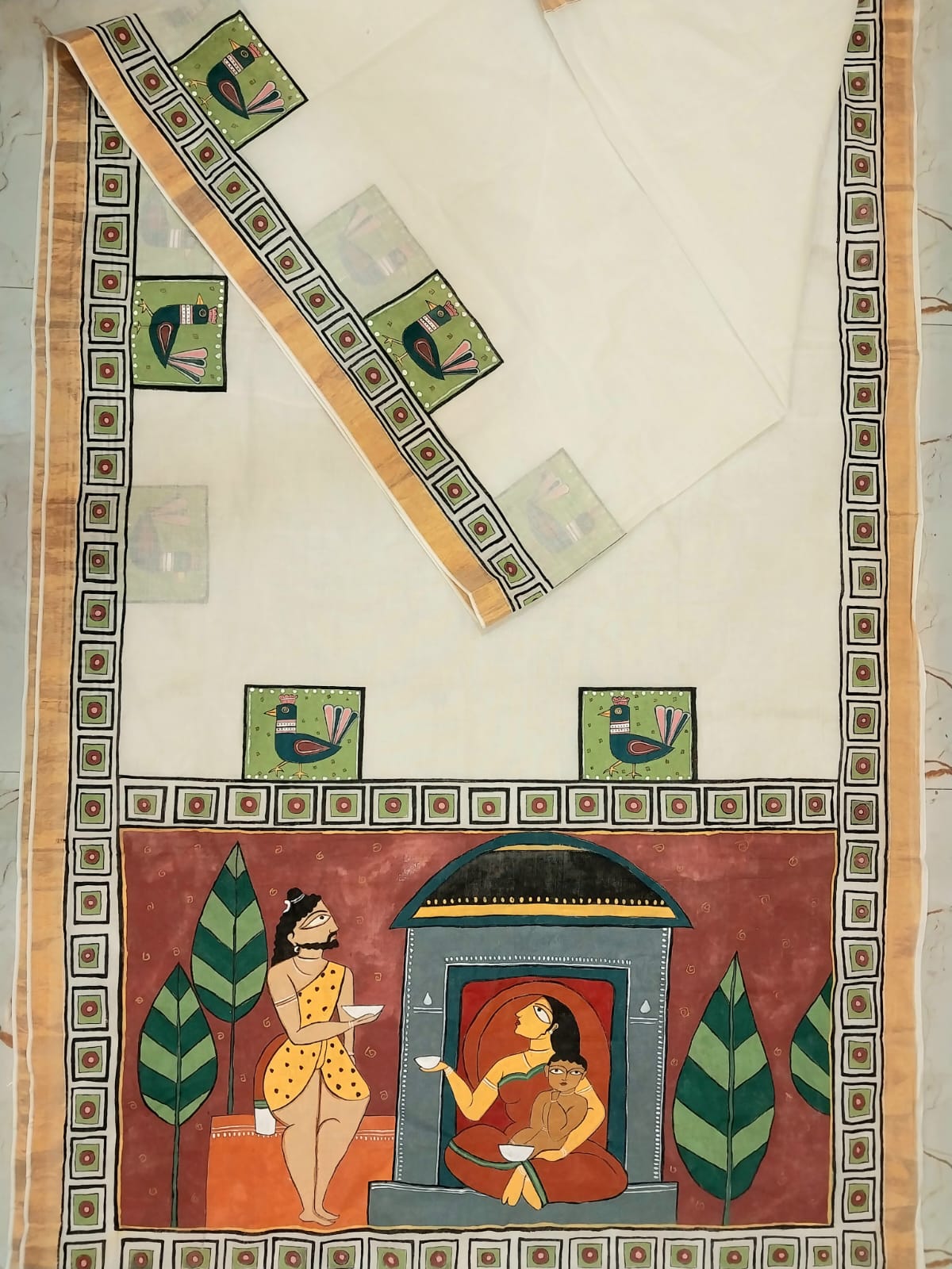 Hand-Painted Pure Cotton Saree