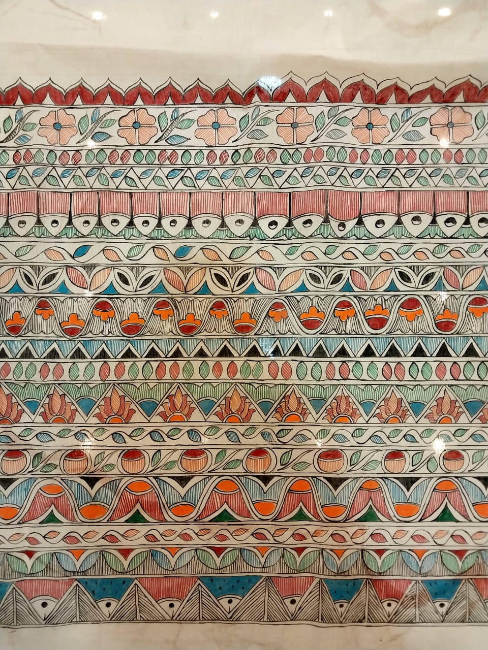 Madhubani Handpainted Saree on Pure 100/100 Cotton - Hand-Painting