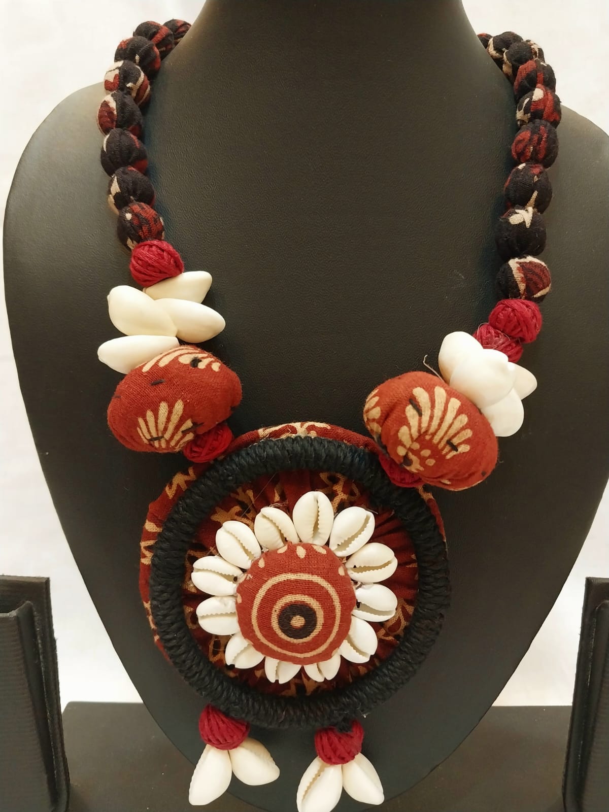 Necklace made of Fabric, কড়ি (Small Cowrie shell) and Thread