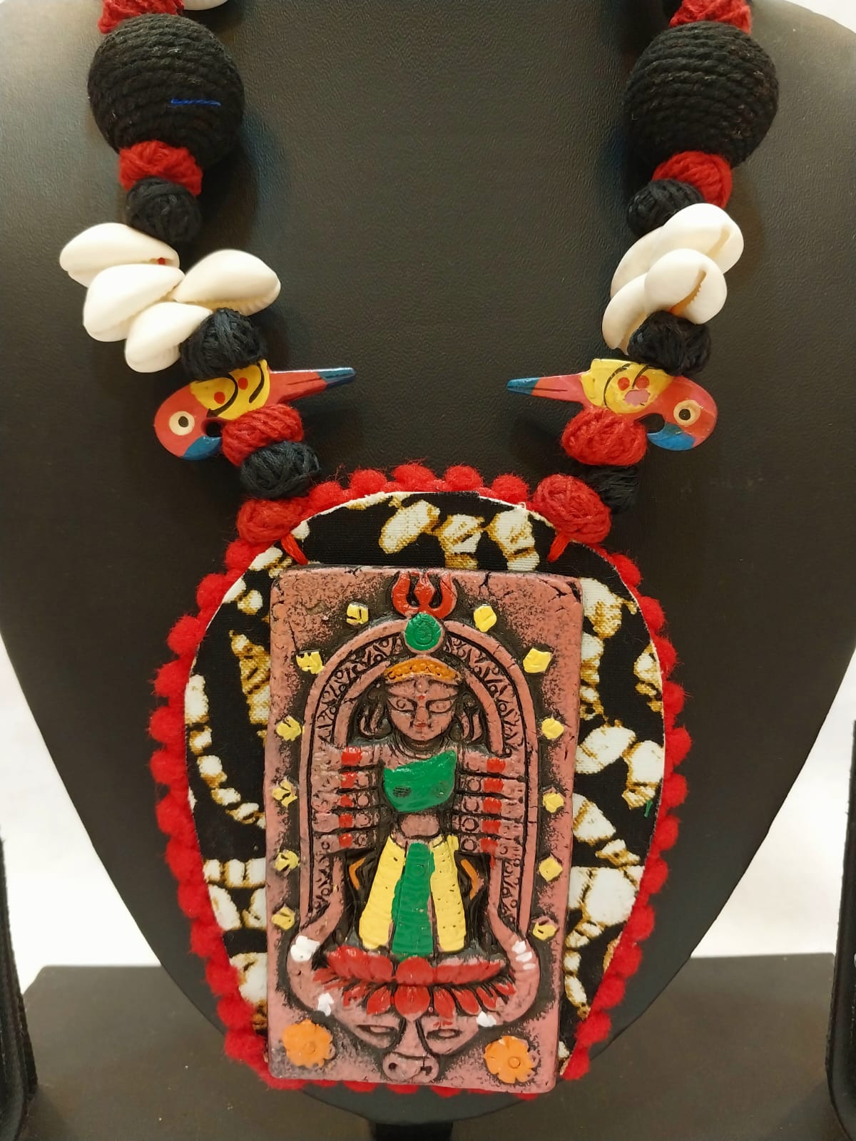 Necklace made of Clay, Fabric, কড়ি (Small Cowrie shell) and Thread