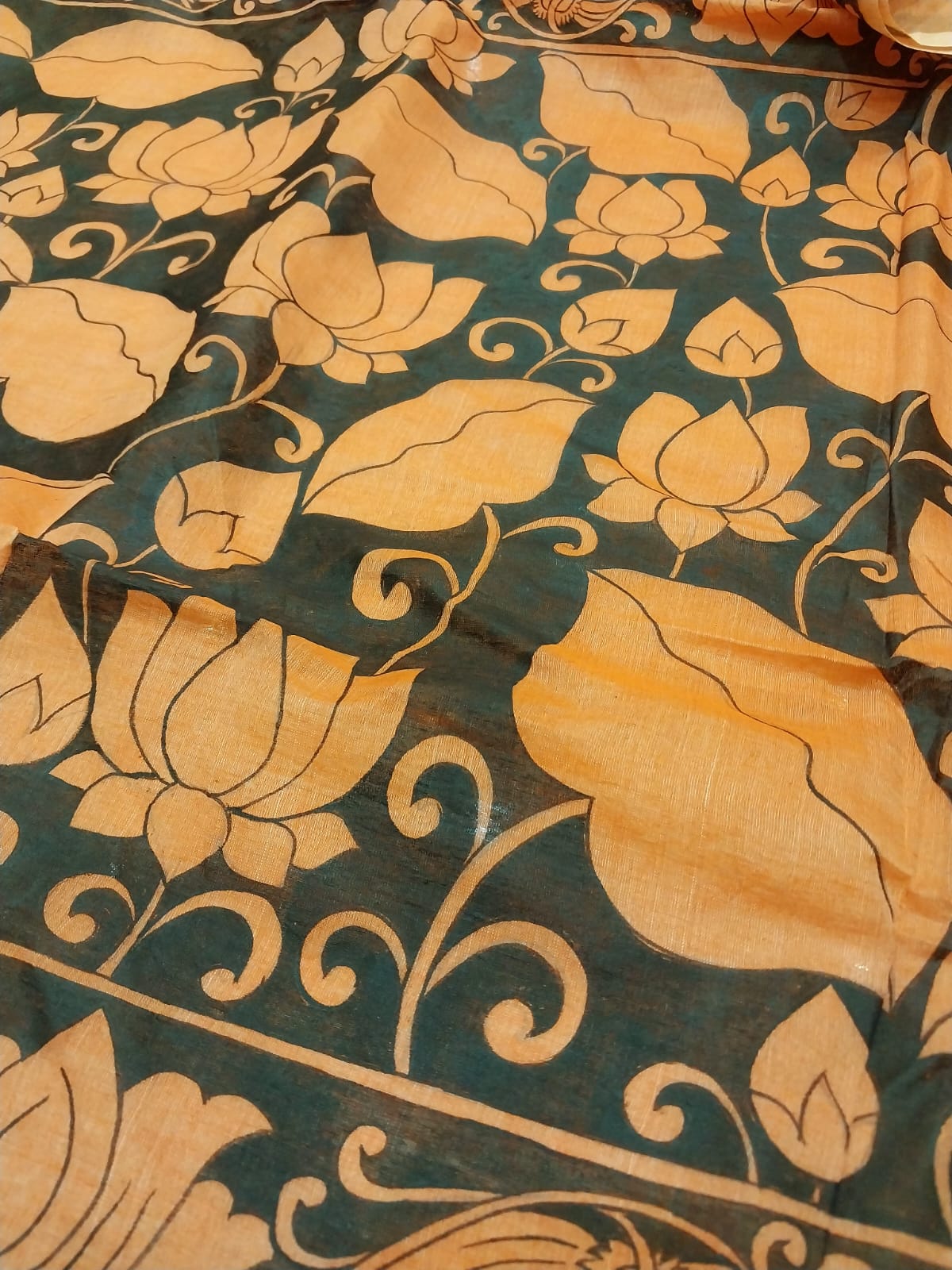 Kalamkari Hand-Painted Saree on Semi Tussar