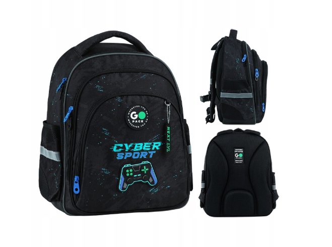 „Game GoPack“ kelių skyrių mokyklinė kuprinė berniukams nuo 6 iki 8 metų, juoda