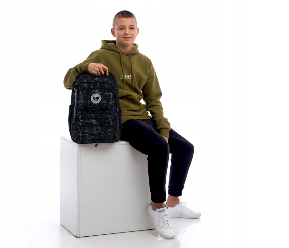 Mokyklinė kuprinė berniukams 9-12 metų, juoda, su keliais skyriais, pakabukas, „GoPack“