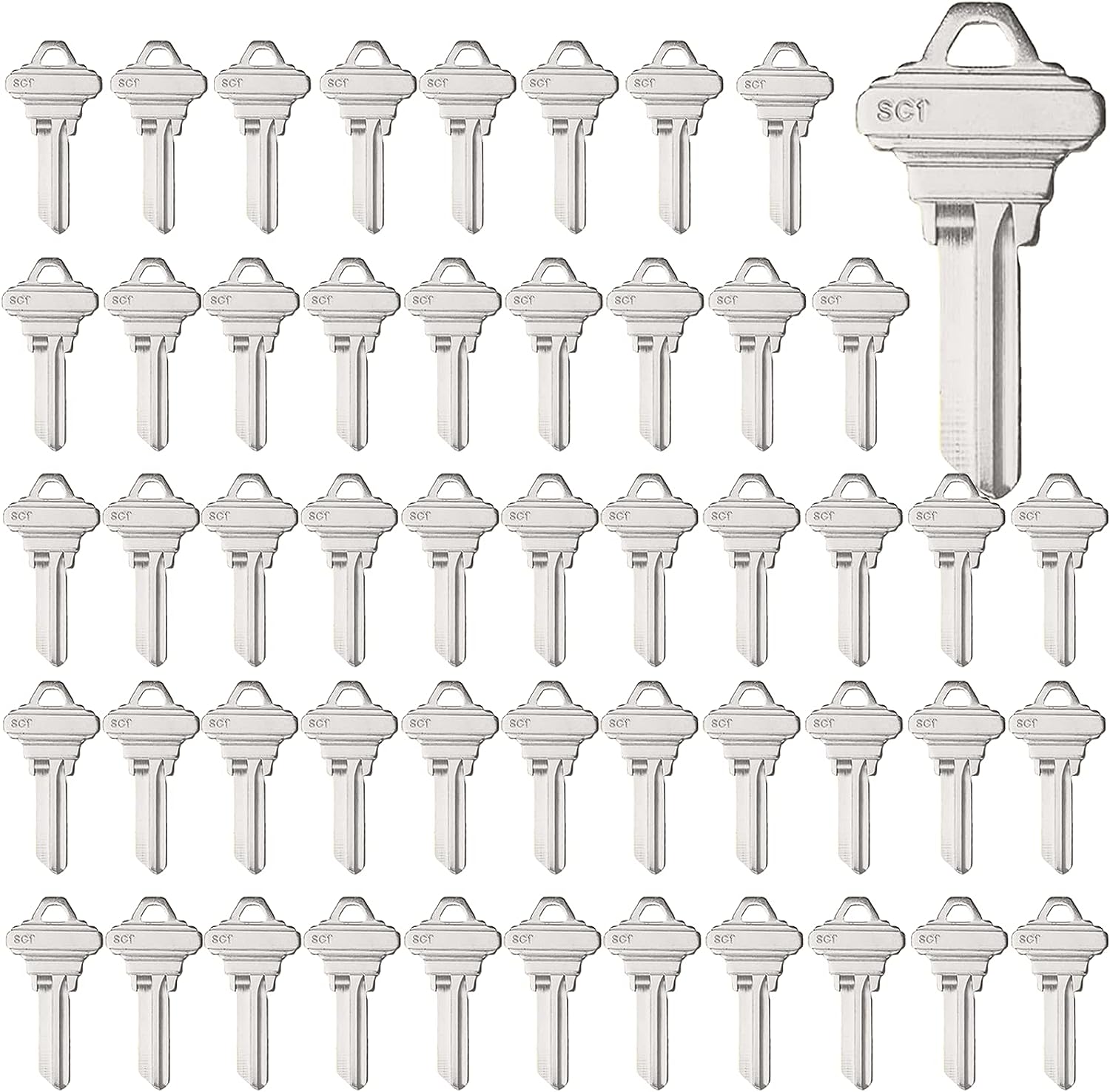 Schlage SC1 Key Blanks Pack of 50 Uncut Blank Keys for Home and Professional Use, Copper Structures Blank Keys Compatible with 5-Pin Locks