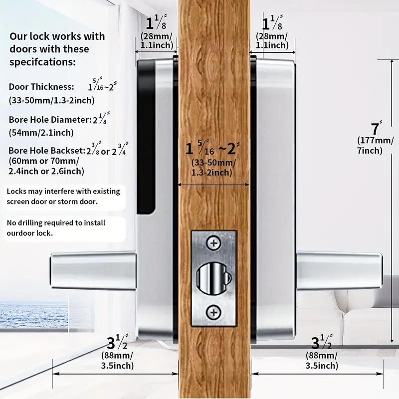 Smart Entry Door Lock with Secure Biometric Fingerprint & Keypad Access - Easy Install for Home and Office