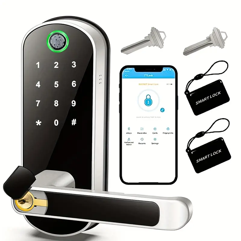 Smart Entry Door Lock with Secure Biometric Fingerprint & Keypad Access - Easy Install for Home and Office