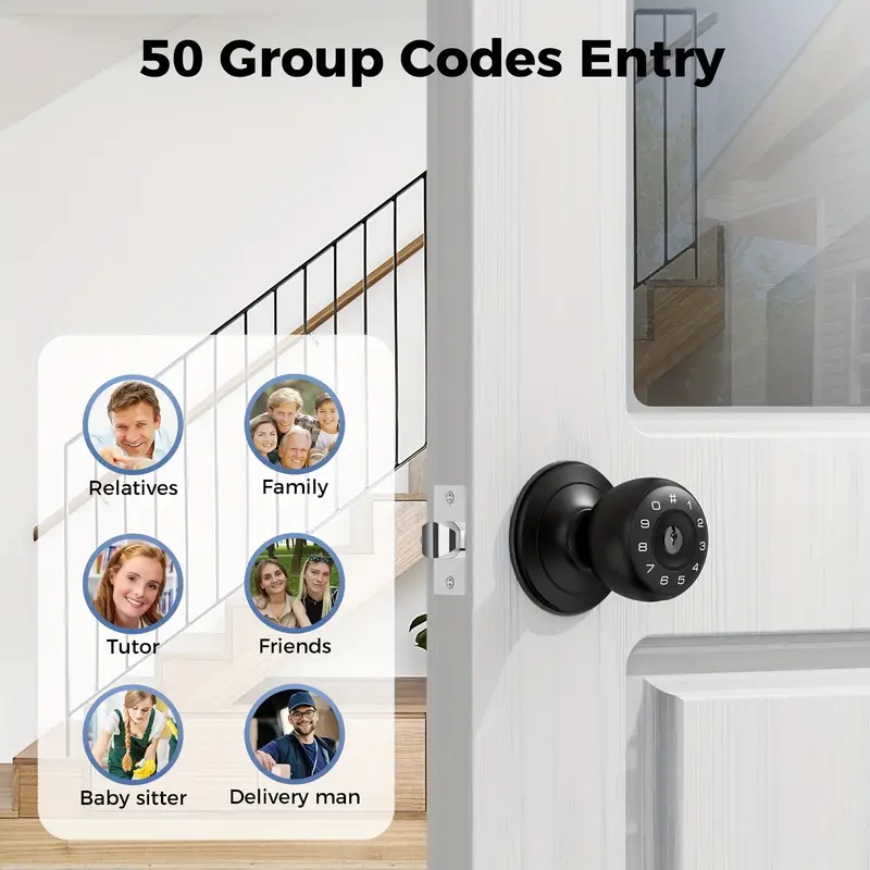 Keyless Entry Door Lock with Keypad - 100 Custom Codes, Auto Lock, Anti-Peeping Security, Battery Operated, Easy Installation