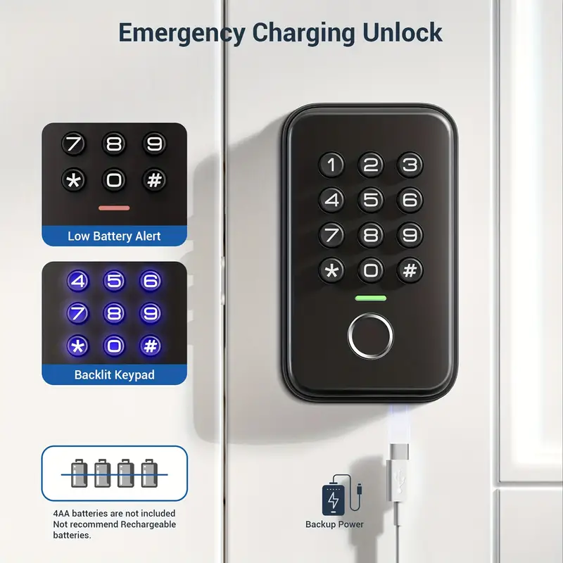 Fingerprint Door Lock, Keyless Entry Door Lock, Electronic Keypad Deadbolt, Biometric Smart Locks for Front Door, Auto Lock