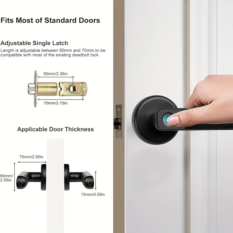 Fingerprint Door Lock 3 In 1 Unlock Way Fingerprint, Key Fob, Key Battery Not Included