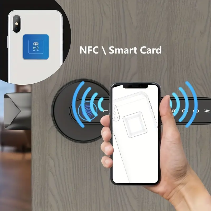 Smart Fingerprint Door Lock, Handle Biometric With App/IC Card/Key For Keyless Entry Lock Keypad Touchscreen Password