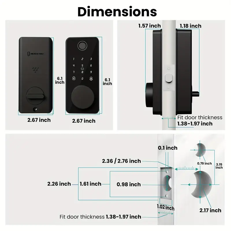 Smart Deadbolt, Fingerprint Door Lock, 5-in-1 Keyless Entry Door Lock, Digital Keypad Deadbolt, Auto-Lock, Electronic Smart Door