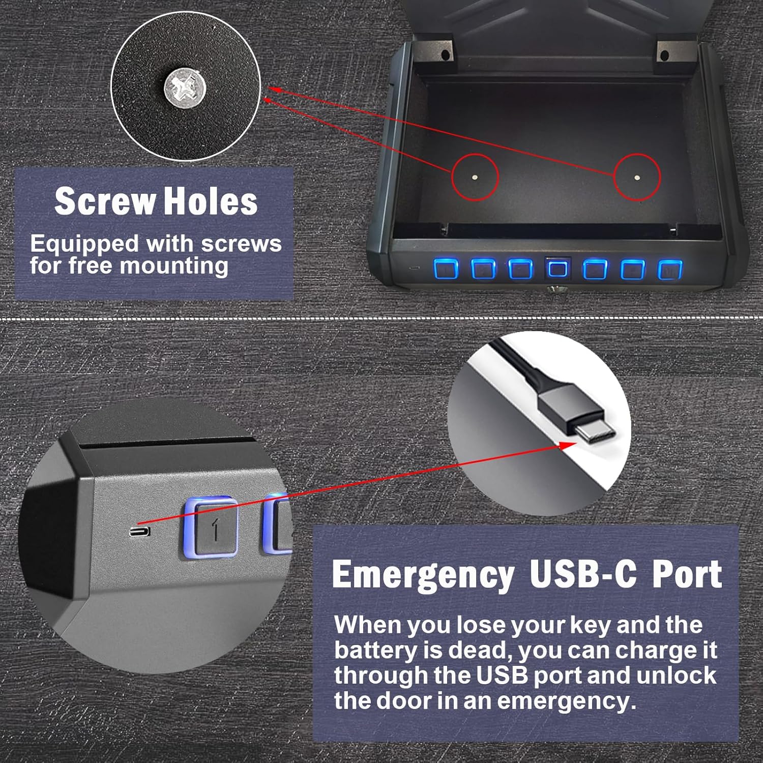 Digital Lock Safe, Biometric Gun Safe for Pistols, 3 Ways Quick Access Handgun Safe with Fingerprint, Password Keypad and Key Unlock, Safe Box for Home Nightstand, Drawer, Wardroble and Car