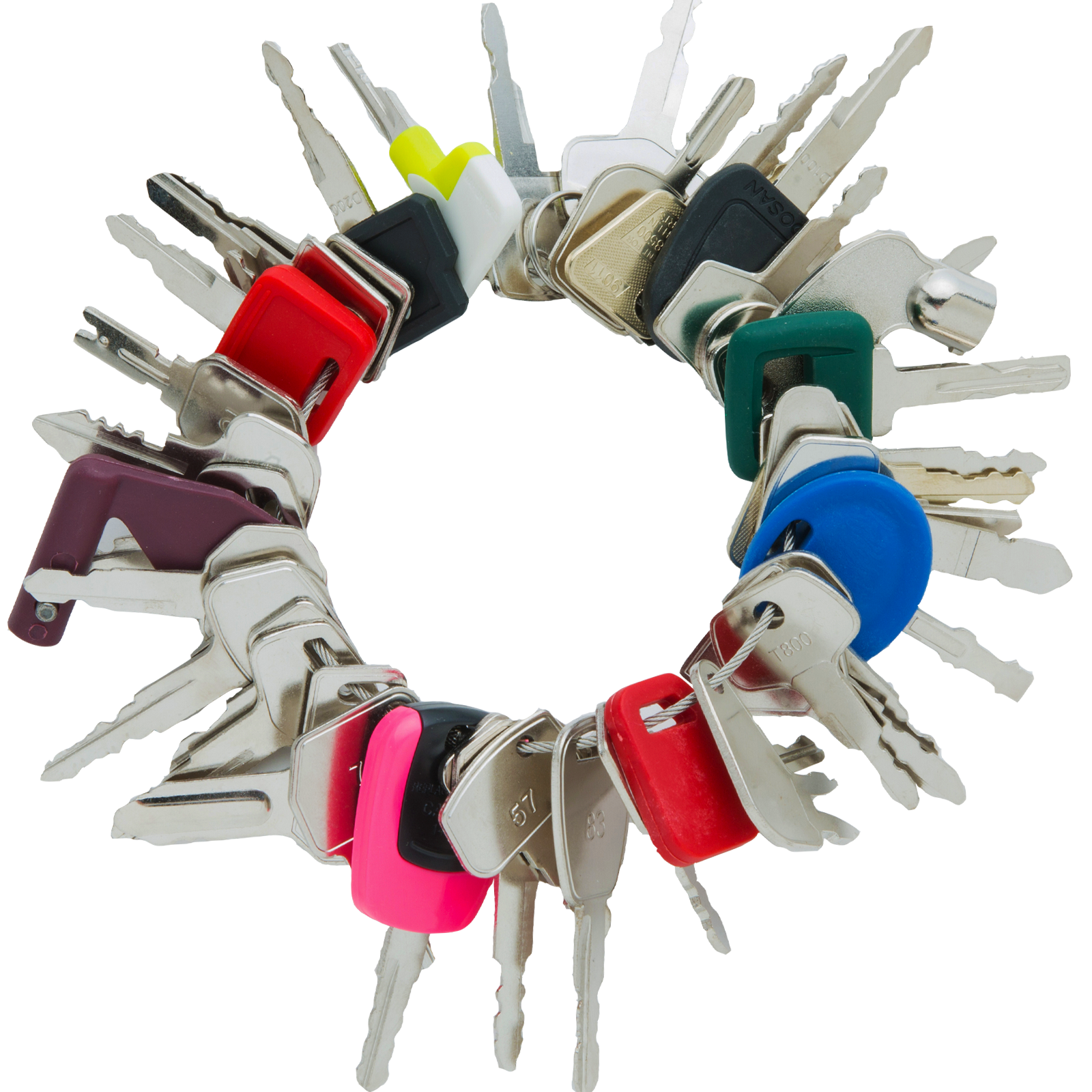 45 Construction Equipment Operator Keys, Heavy Equipment Key Master Set for Caterpillar Cat John Deere JCB Volvo Hyster Yanmar Takeuchi Yanmar 