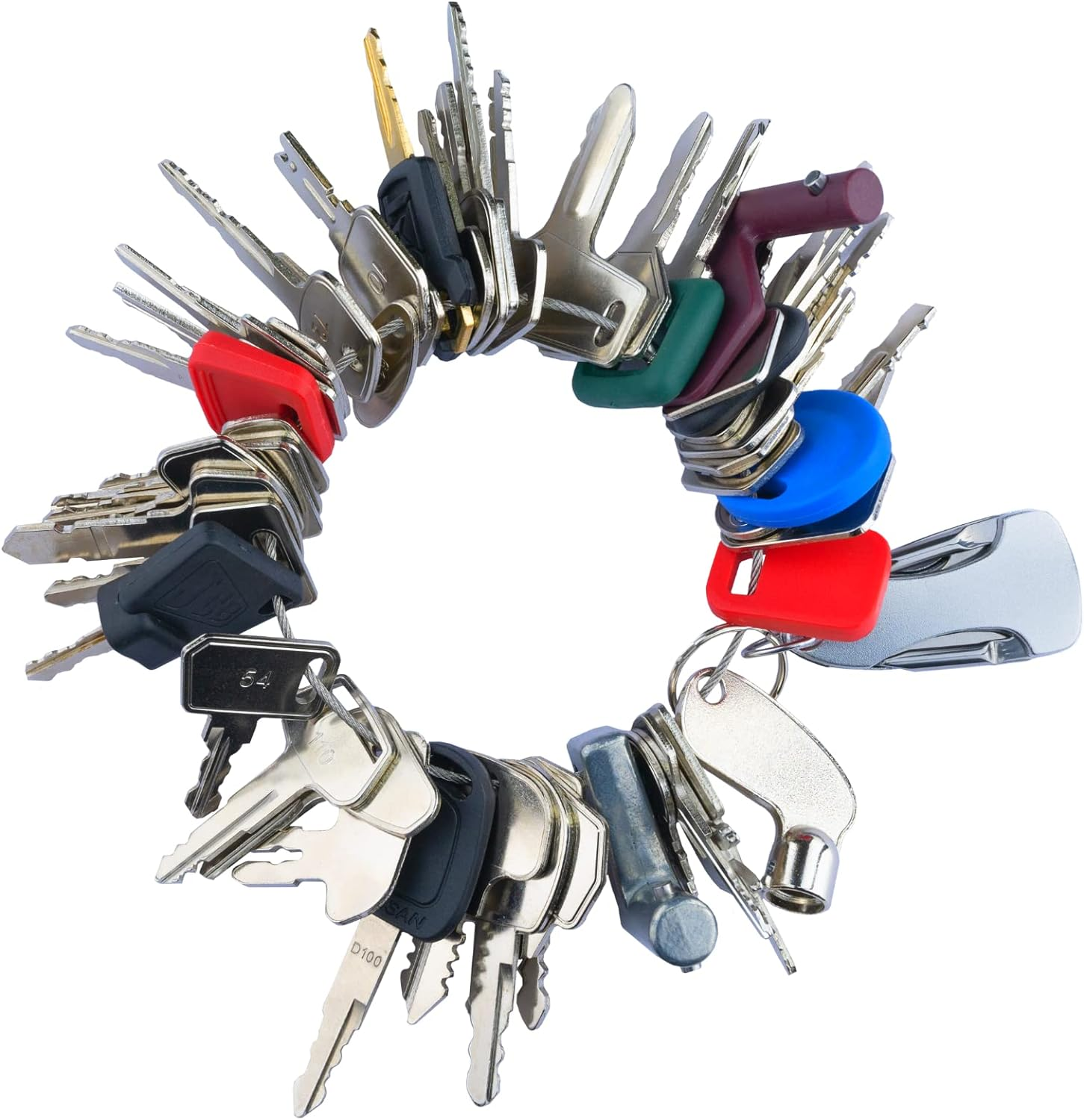 56 Heavy Equipment Keys Master Set, Original Construction Machine Ignition Keys Fits Caterpillar CAT JCB Case John Deere Komatsu Kubota Yanmar Linde Takeuchi Ford Holland Volvo