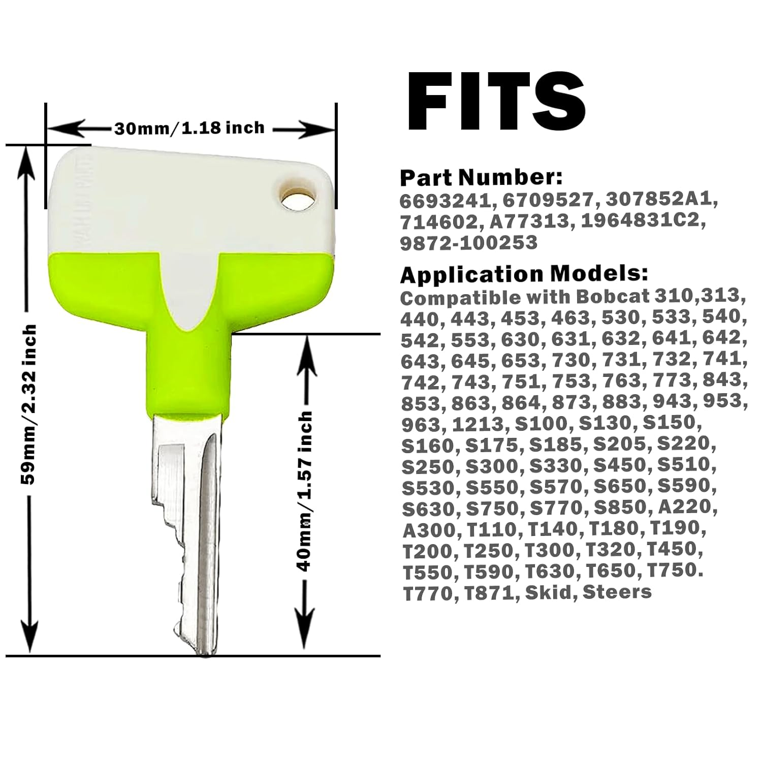 6693241 Ignition Keys, 9 Pack Bobcat D250 Heavy Equipment Key Fits Bobcat Skid Steer Genie JLG Forklift Grove Terex