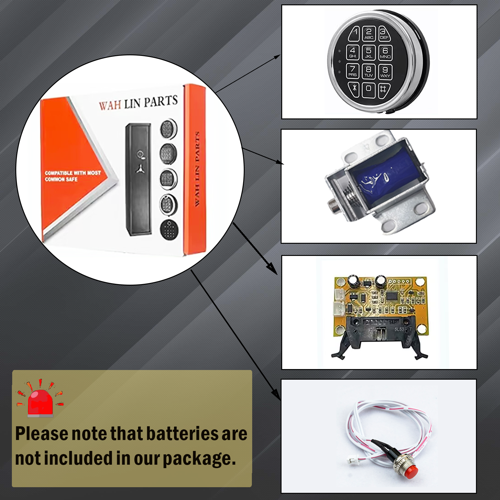 Gun Safe Replacement Lock Chrome Digital Keypad Electronic Lock, Solenoid Safe Lock Mechanism, 14 Pin DIY Safe Lock