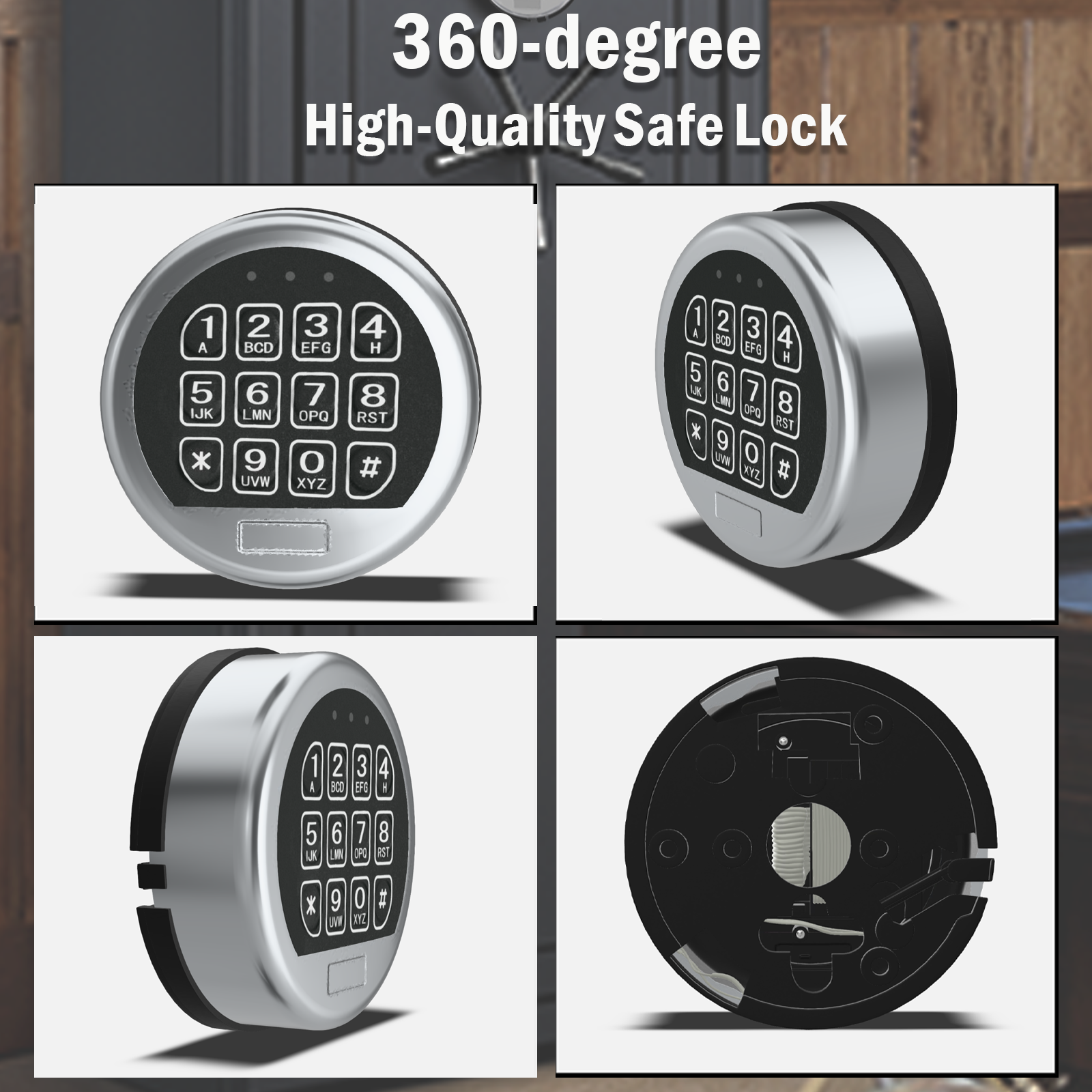 Electronic Safe Lock Gun Safe Lock Replacement with Swing Bolt Lock, Chrome Digital Keypad High Security Fireproof Safe Box