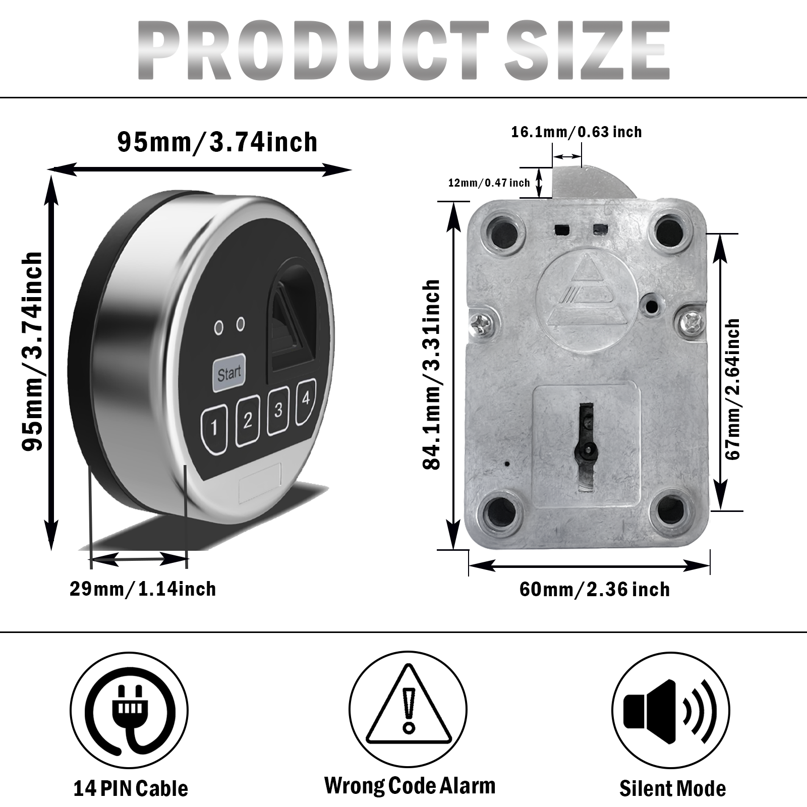 EMP Fingerprint and Digital Safe Electronic Keypad Lock, Gun Safe LockReplacment with Swing Bolt Lock & 2 Emerency Keys, Chrome Keypad Lock(Right Swing Bolt)