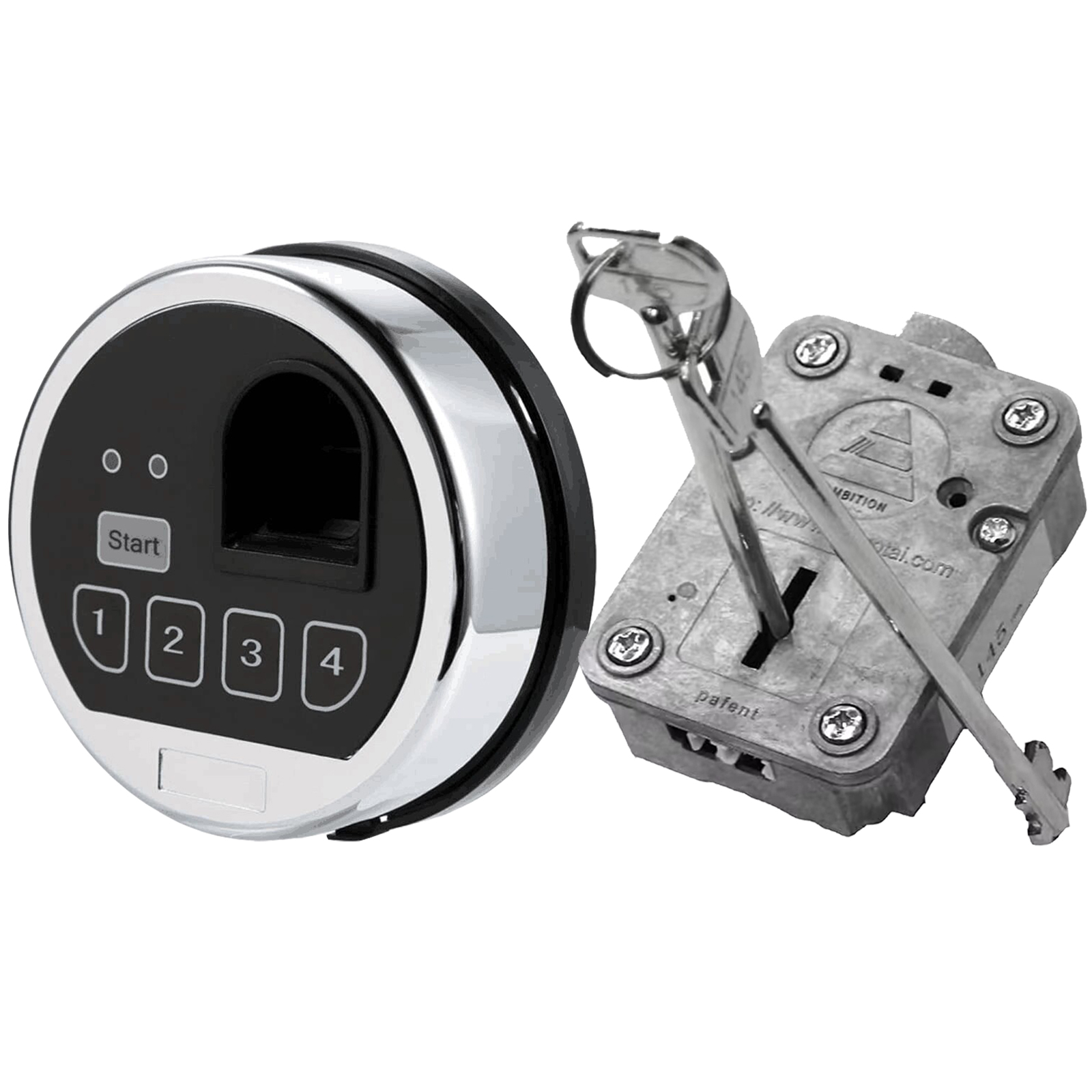 EMP Fingerprint and Digital Safe Electronic Keypad Lock, Gun Safe LockReplacment with Swing Bolt Lock & 2 Emerency Keys, Chrome Keypad Lock(Right Swing Bolt)