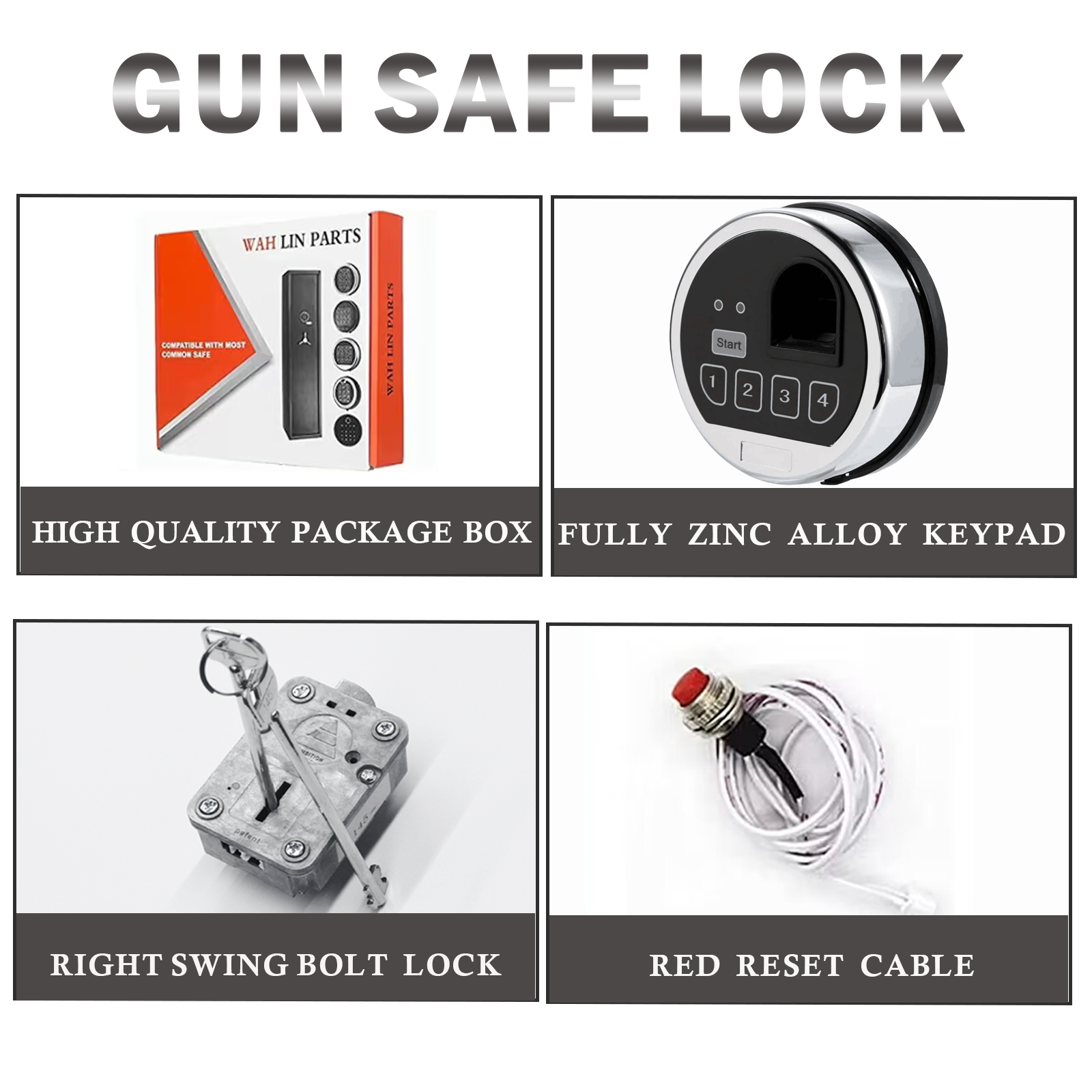 EMP Fingerprint and Digital Safe Electronic Keypad Lock, Gun Safe LockReplacment with Swing Bolt Lock & 2 Emerency Keys, Chrome Keypad Lock(Right Swing Bolt)