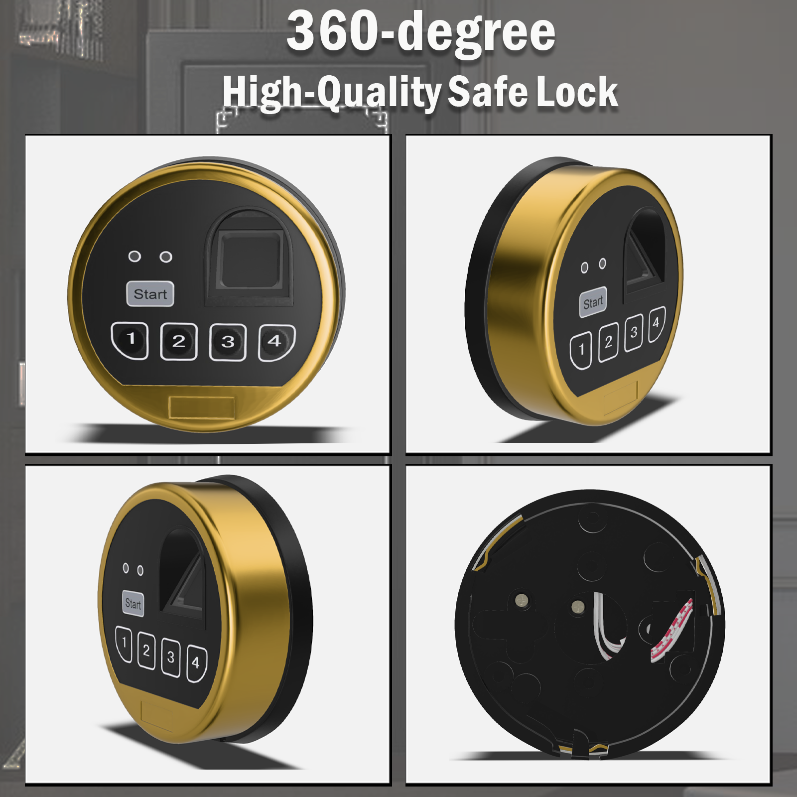 Fingerprint Gun Safe Replacement Lock, EMP Electronic Keypad Lock, Biometric Gun Safe Cabinet Lock Replacement, Left Swing Bolt Lock & 2 Override Keys, Gold Color Keypad Lock(Left Swing Bolt)