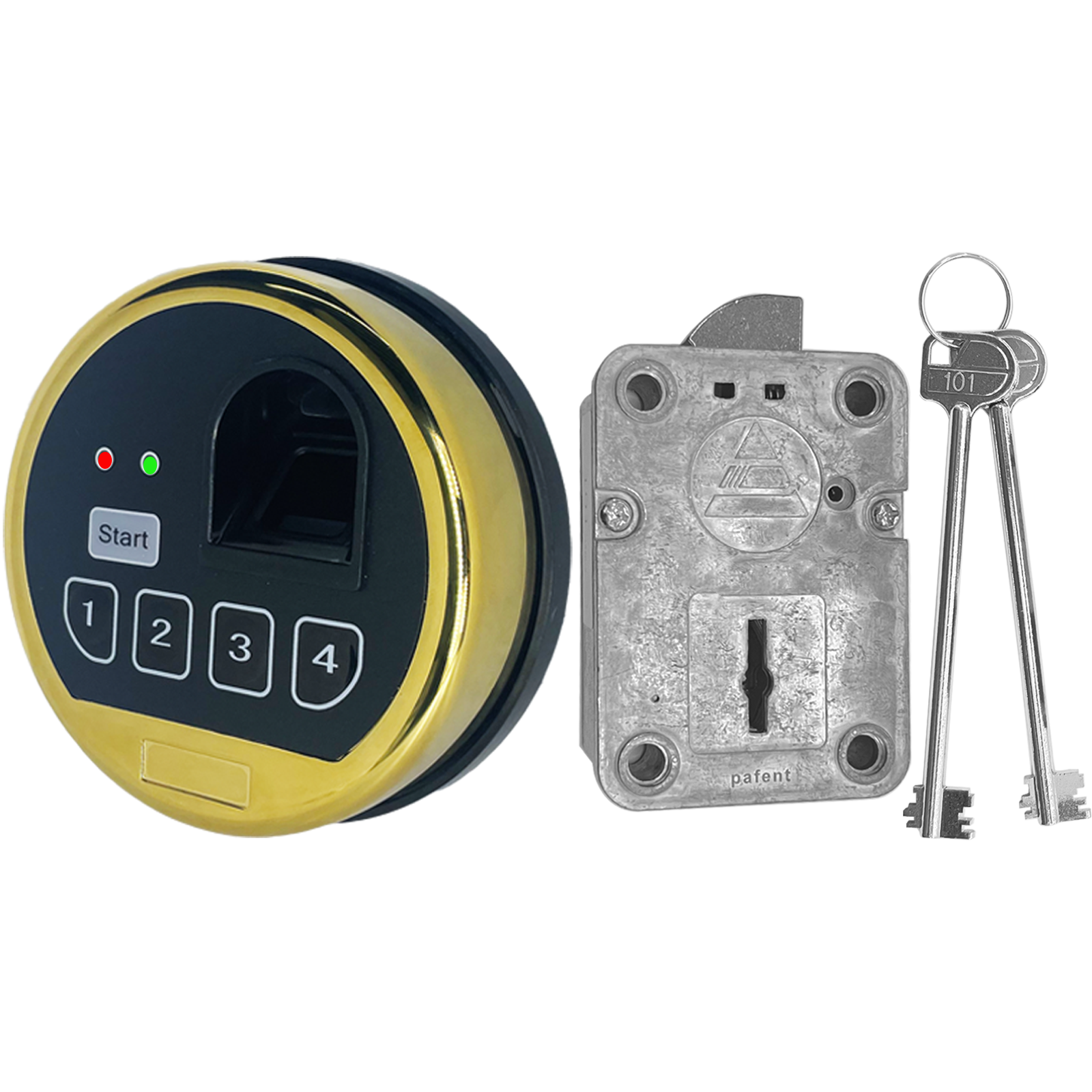 Fingerprint Gun Safe Replacement Lock, EMP Electronic Keypad Lock, Biometric Gun Safe Cabinet Lock Replacement, Left Swing Bolt Lock & 2 Override Keys, Gold Color Keypad Lock(Left Swing Bolt)