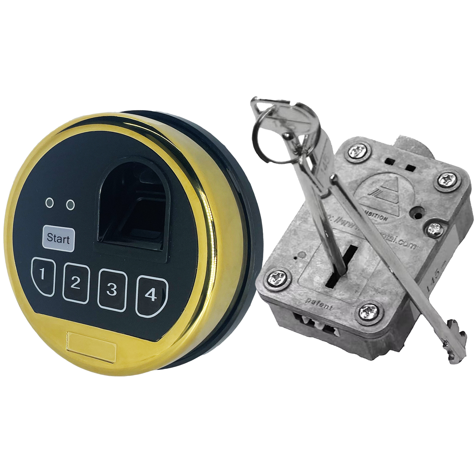 EMP Fingerprint and Digital Safe Electronic Keypad Lock, Gun Safe LockReplacment with Swing Bolt Lock & 2 Emerency Keys, Gold Color Keypad Lock(Right Swing Bolt)