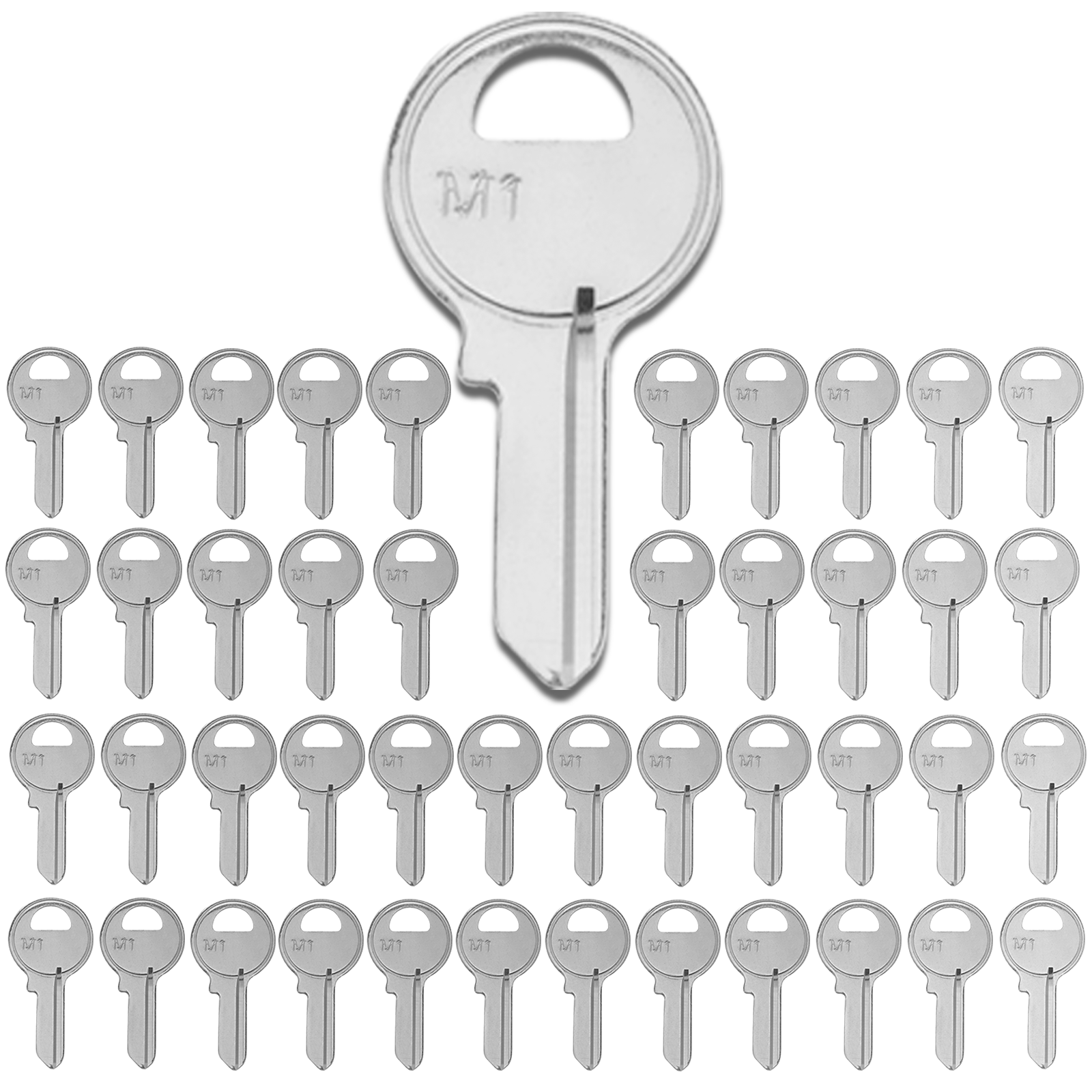 M1 Blank Key Blanks, Pack of 50 Uncut Blank Keys in Premium Brass, Copper Structures Blank Keys