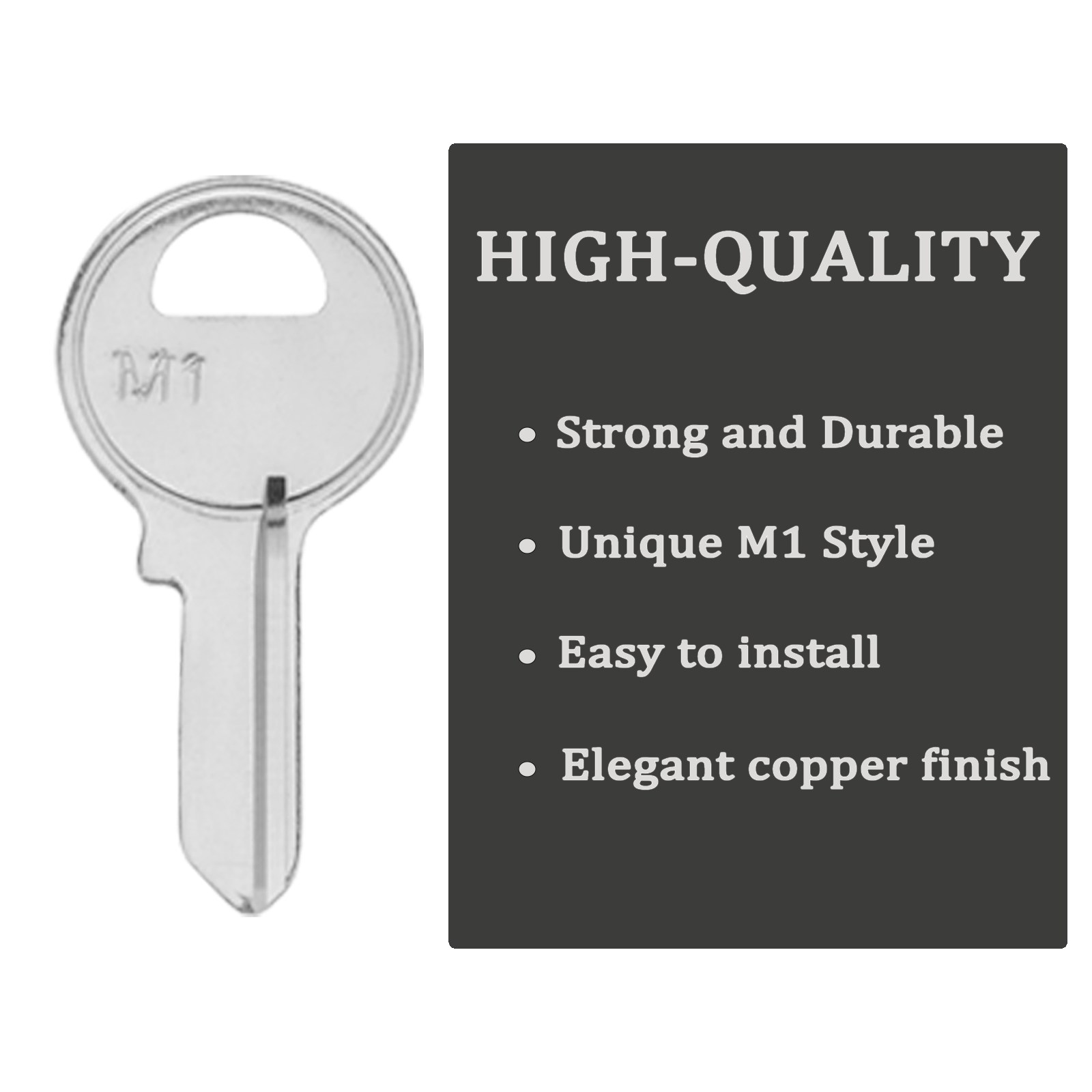 M1 Blank Key Blanks, Pack of 50 Uncut Blank Keys in Premium Brass, Copper Structures Blank Keys