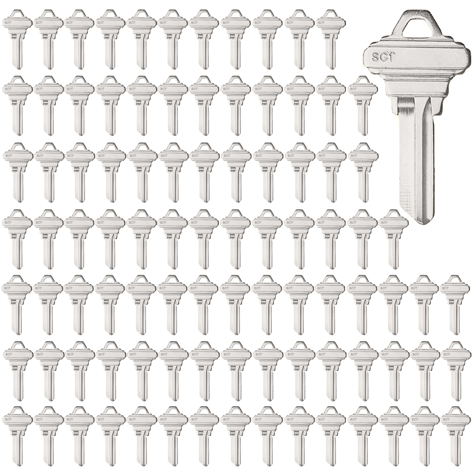 Schlage SC1 Key Blanks Pack of 100 Uncut Blank Keys for Home and Professional Use, Copper Structures Blank Keys Compatible with 5-Pin