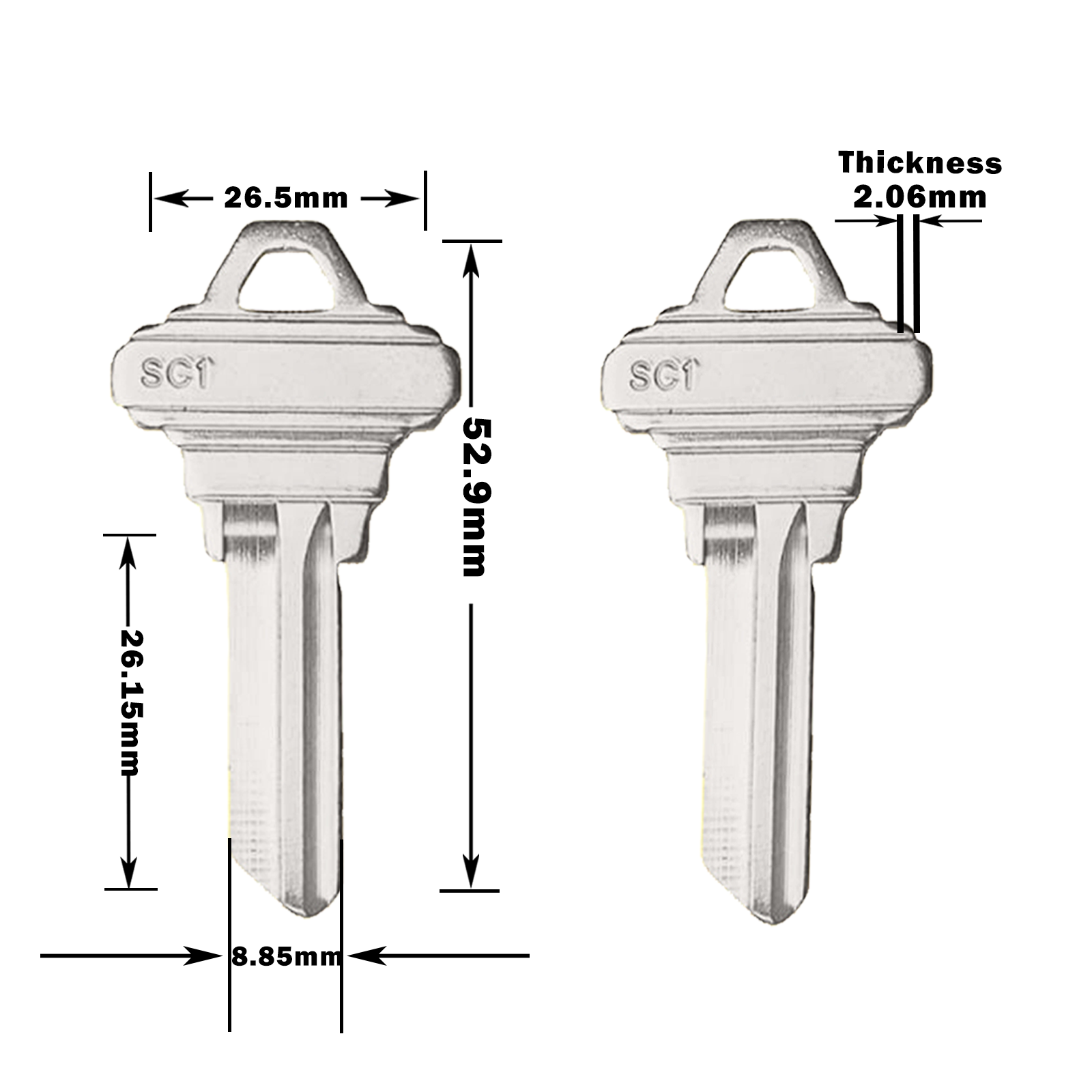 Schlage SC1 Key Blanks Pack of 100 Uncut Blank Keys for Home and Professional Use, Copper Structures Blank Keys Compatible with 5-Pin