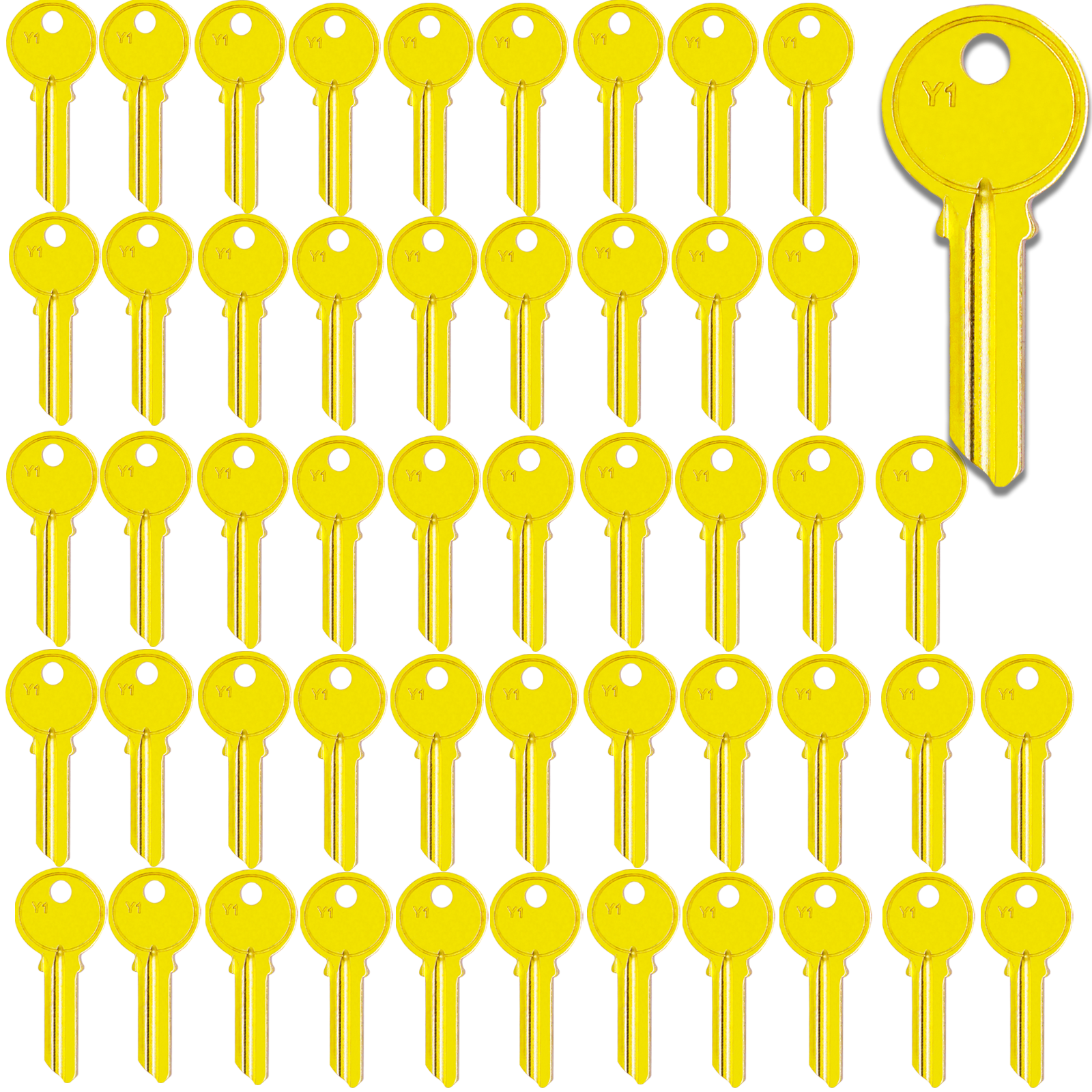 Blank Key Blanks, Pack of 50 Uncut 5AY1(Y1) Blank Keys, Brass Finish Copper Structures Blank Keys(Y1)