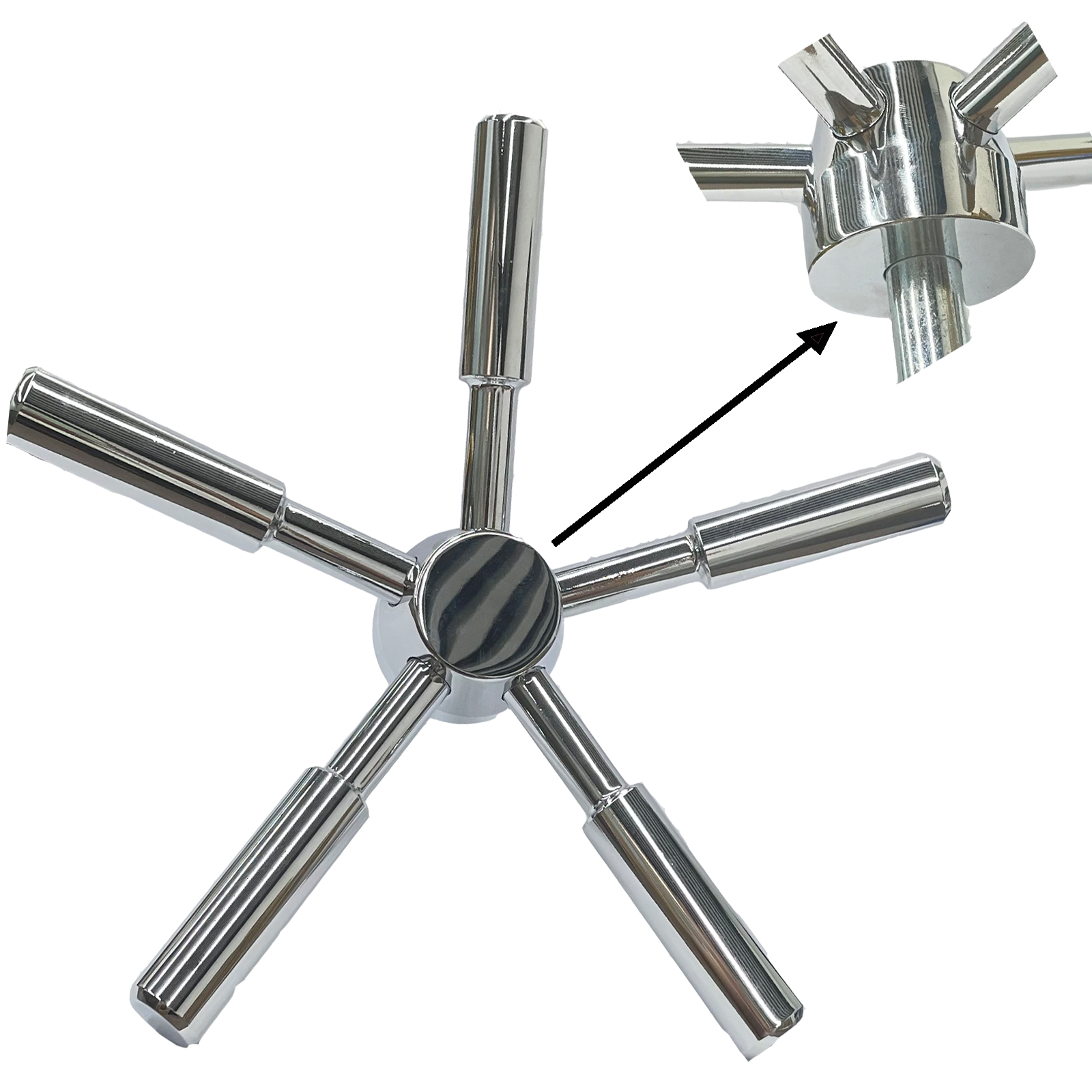 Heavy-Duty Chrome 5 Spoke Gun Safe Handle for Strong Box,Gun Safes and Vault Doors