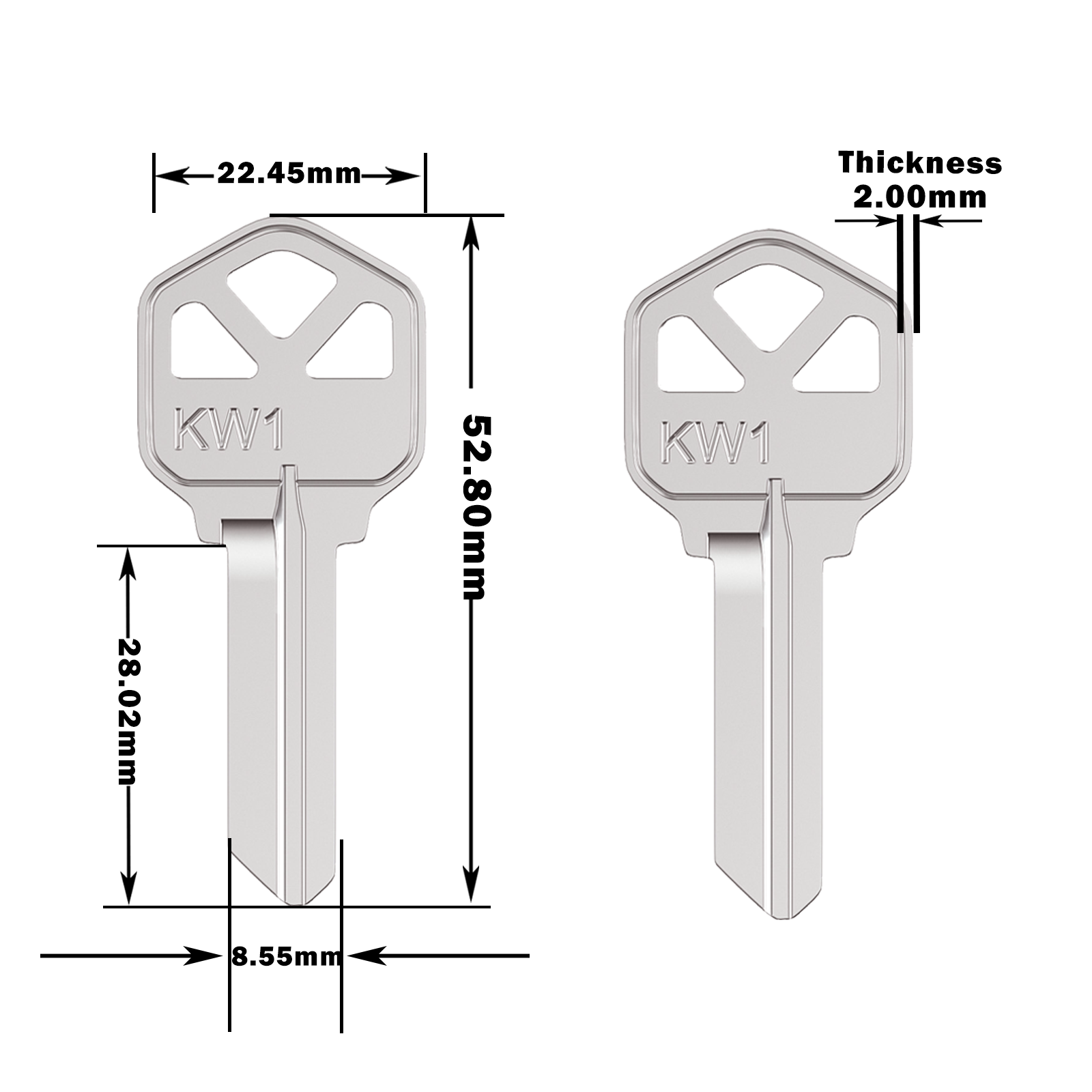 Blank Key Blanks, Pack of 50 Uncut Blank Keys, Copper Structures Blank Keys for Kwikset(KW1)