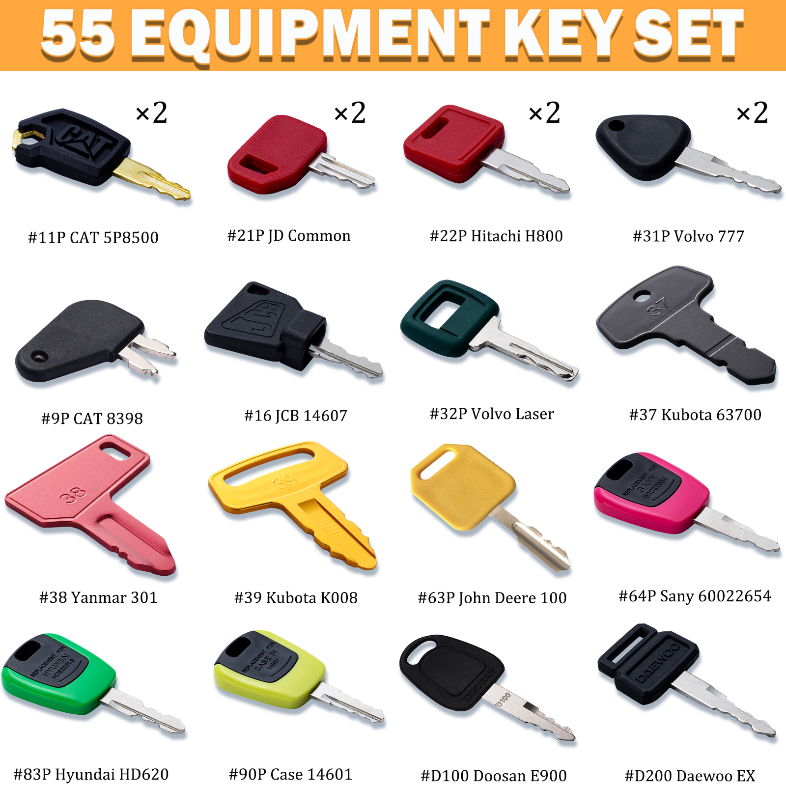 55 Heavy Equipment Keys Master Set Construction Equipment Manufactures Machine Ignition Key