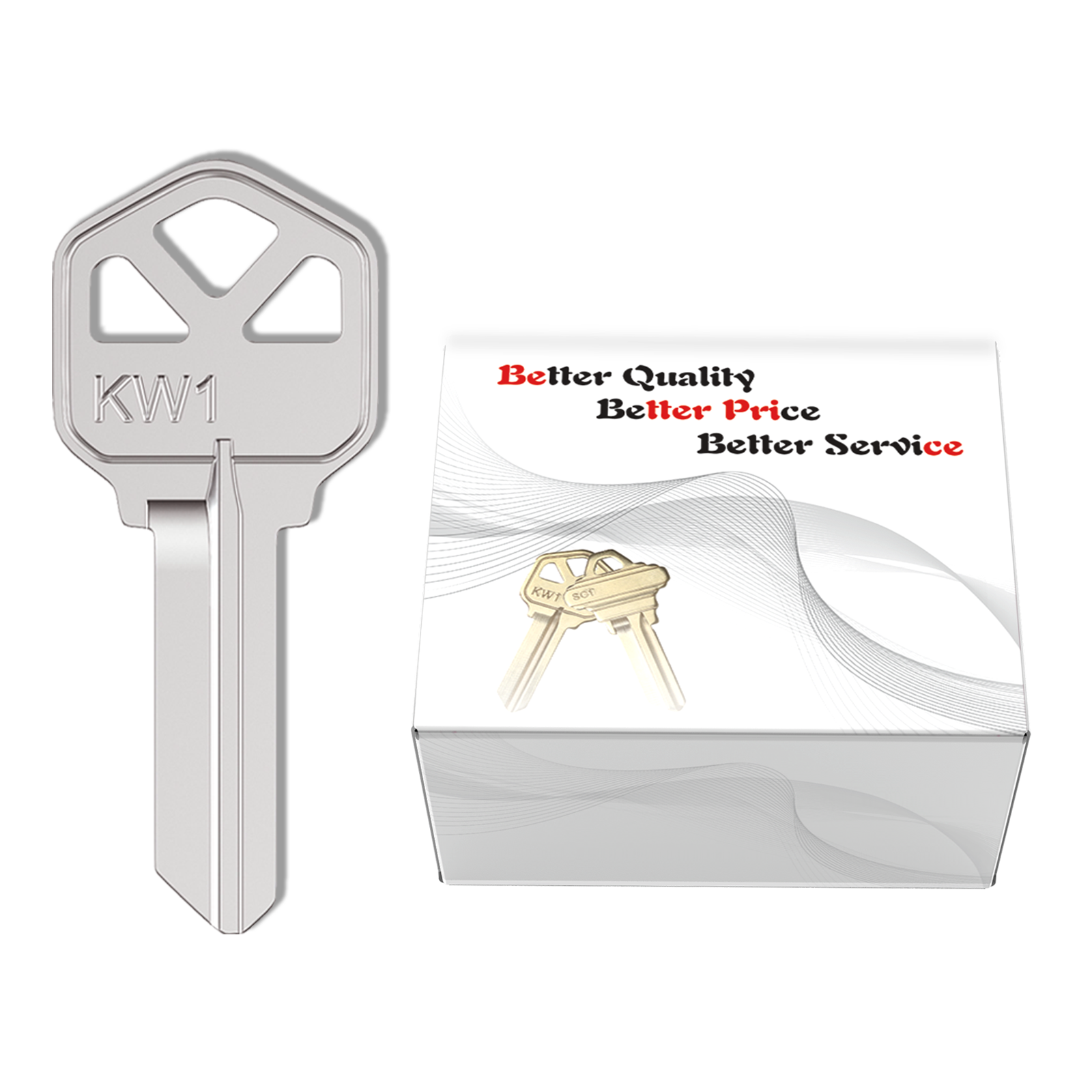 Blank Key Blanks, Pack of 50 Uncut Blank Keys, Copper Structures Blank Keys for Kwikset(KW1)