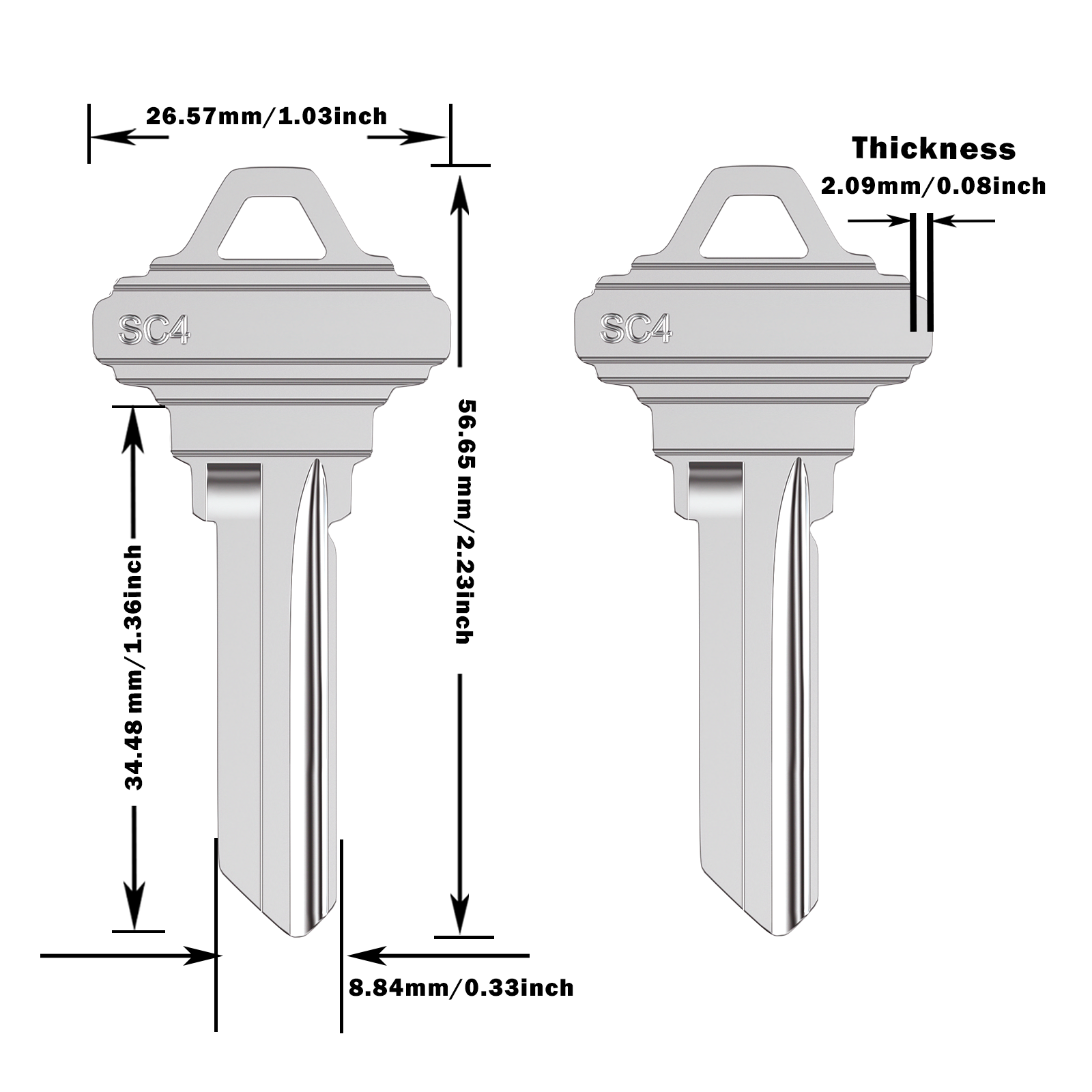 SC4 Key Blanks, Pack of 50 Uncut SC4 (6SH1) Blank Keys for Home and Professional Use, Copper Structures Blank Keys(SC4)
