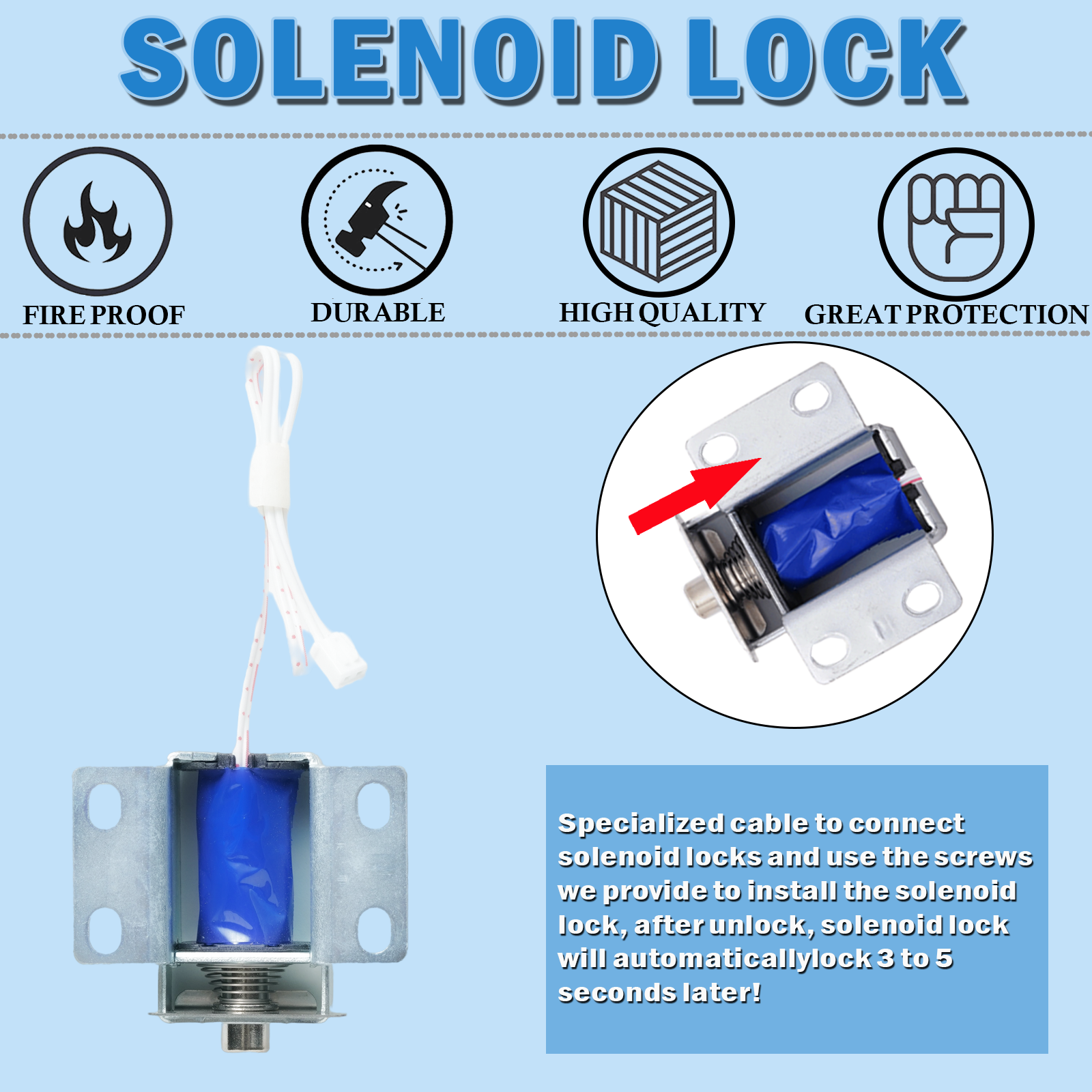Gun Safe Lock Replacement with Solenoid Lock Black Keypad Electronic Lock for Home and Business Safe Box