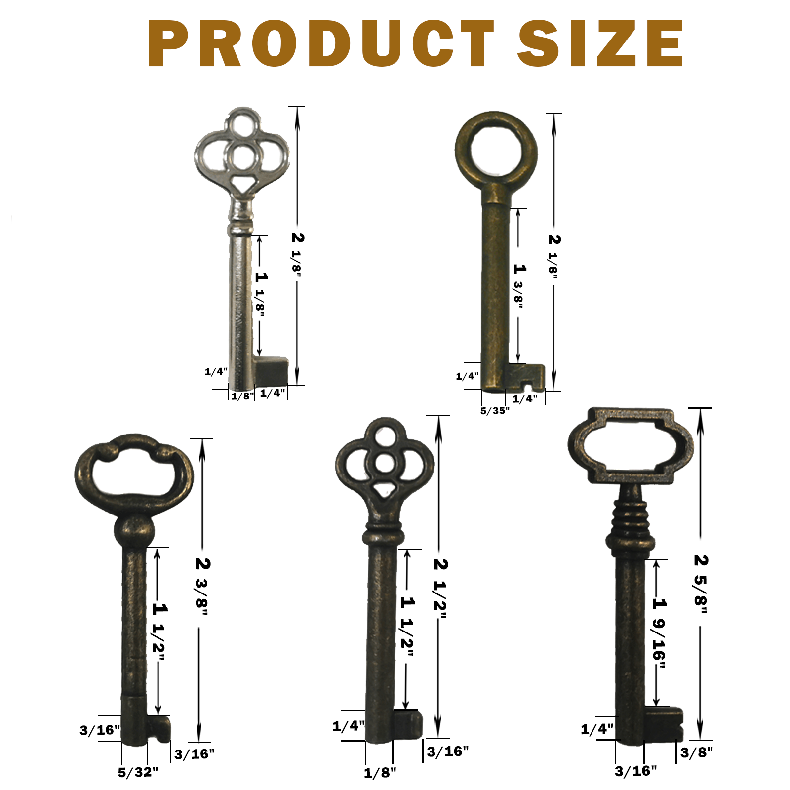 Skeleton Key Set, 10-Keys Universal Skeleton Keys Replacement for Vintage Old Furniture, Antique Furniture, Cabinet Doors