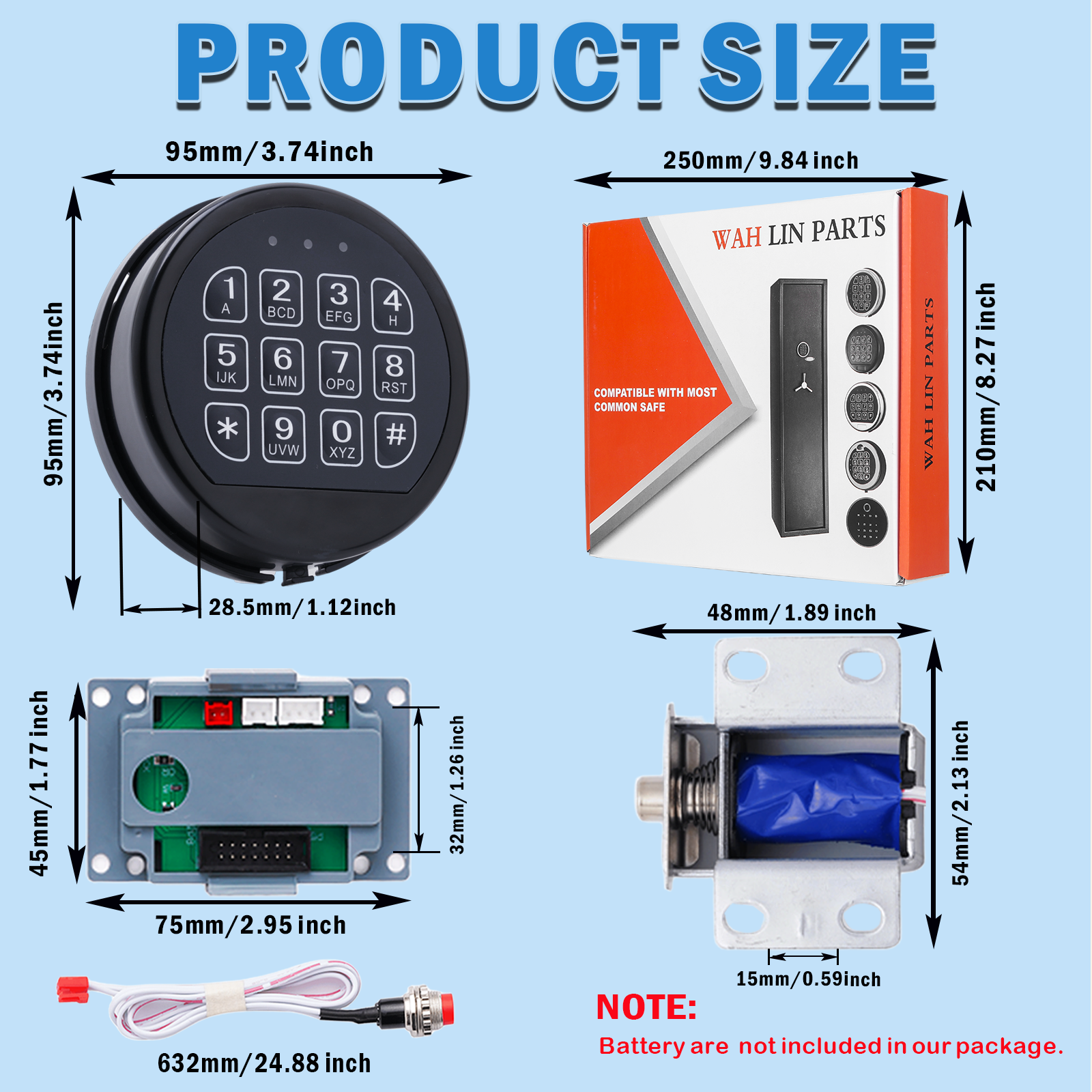 Gun Safe Lock Replacement with Solenoid Lock Black Keypad Electronic Lock for Home and Business Safe Box