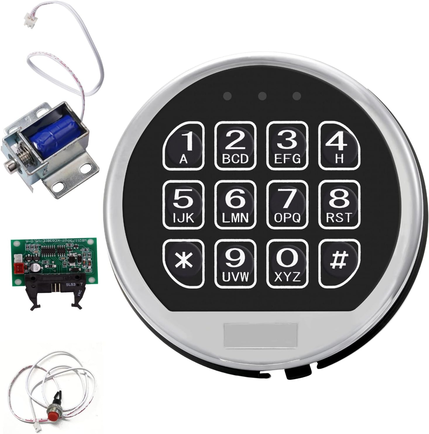 Gun Safe Lock Replacement with Solenoid Lock High Security Chrome Digital Keypad Electronic Safe Lock for Home Fireproof Gun Safe Box