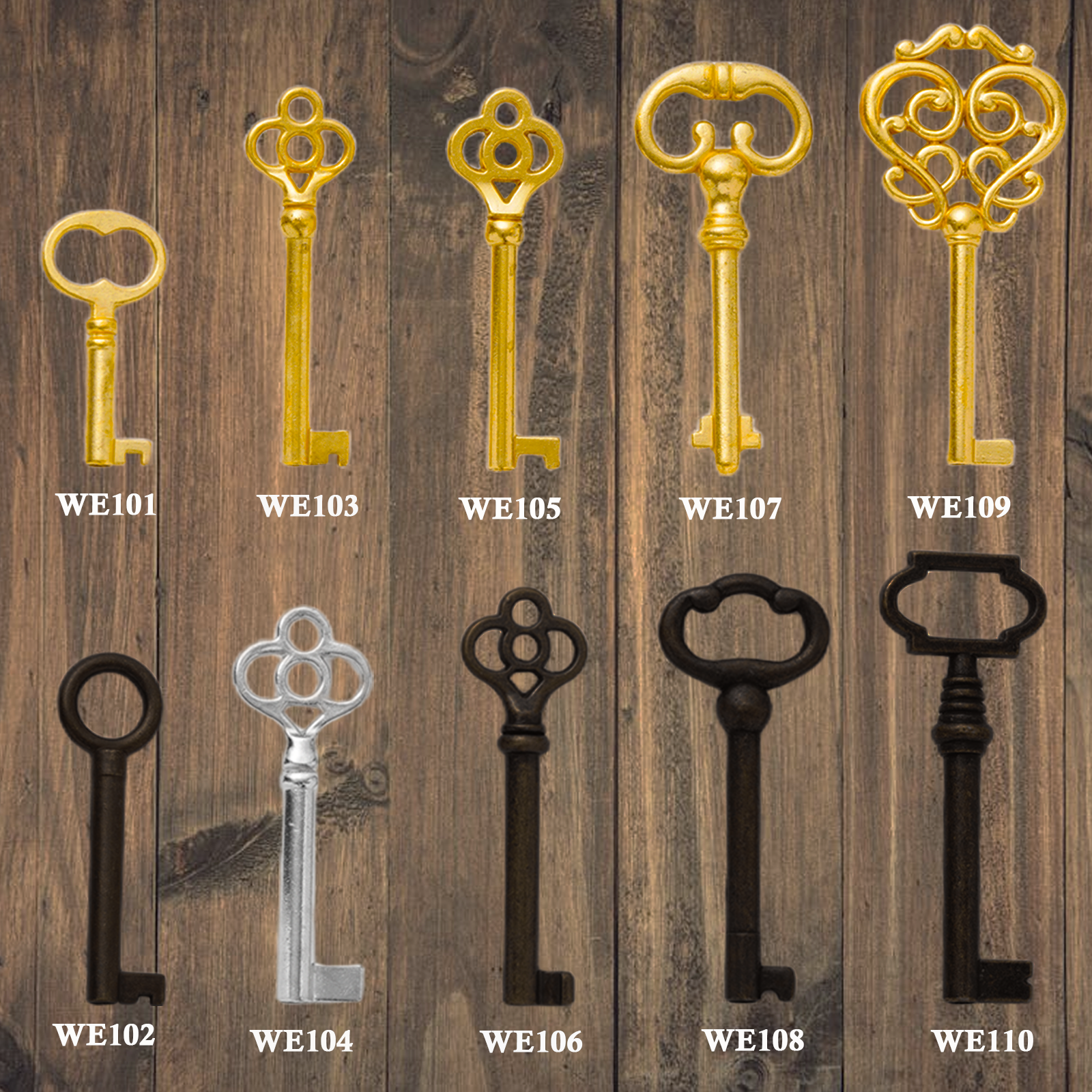 Skeleton Key Set, 10-Keys Universal Skeleton Keys Replacement for Vintage Old Furniture, Antique Furniture, Cabinet Doors