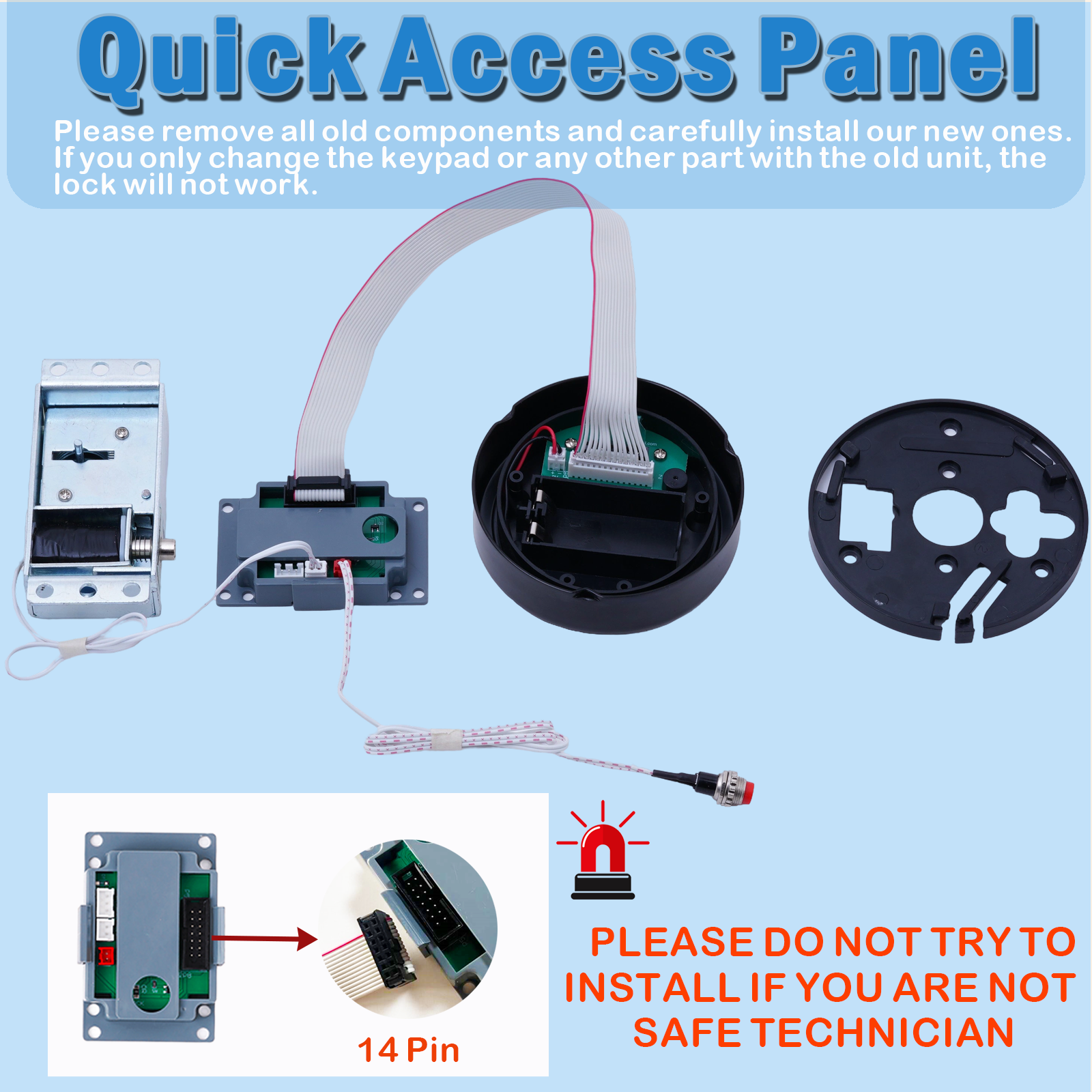 Gun Safe Replacement Lock with 2 Emergency Keys, Black Safe Keypad Electronic Lock