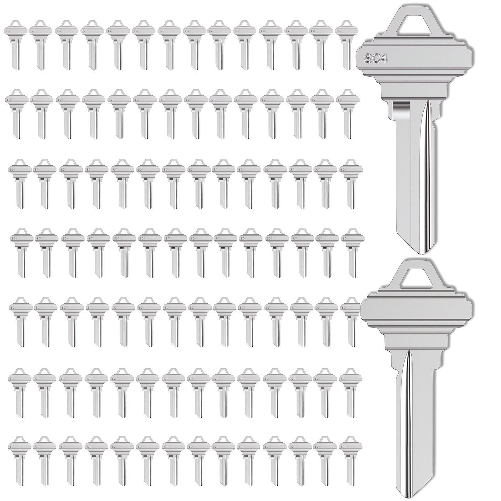 SC4 Key Blanks, Pack of 100 Uncut SC4 (6SH1) Blank Keys for Home and Professional Use, Copper Structures Blank Keys