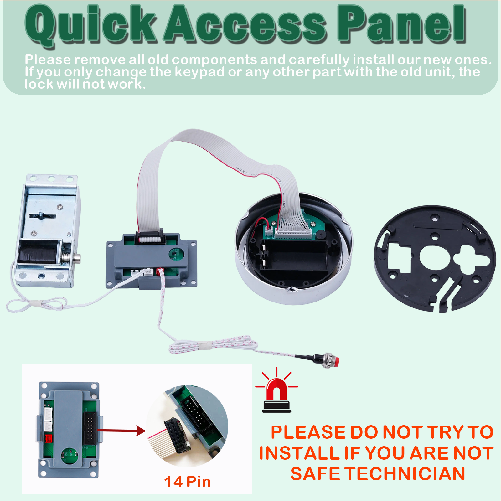 Gun Safe Lock Replacement Electronic Safe Lock with Solenoid Lock & 2 Override Keys, Chrome Keypad High Security Fireproof Safe Box and More