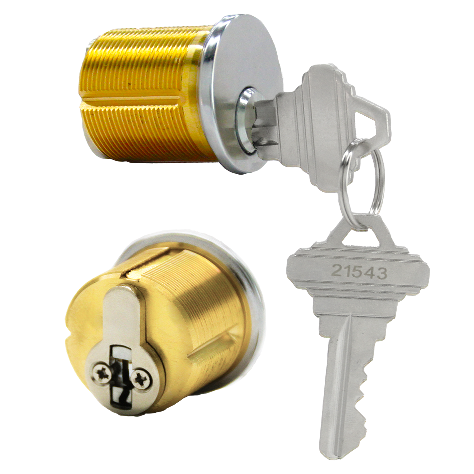 2Pcs Brass Mortise Cylinder Locks with 2 SC1 Keyway Keys fit Standard Commercial Door Replacement Lock Mortise Cylinder for Home Aluminum Door(1 1/8" Inch - Different SC1 Keys)