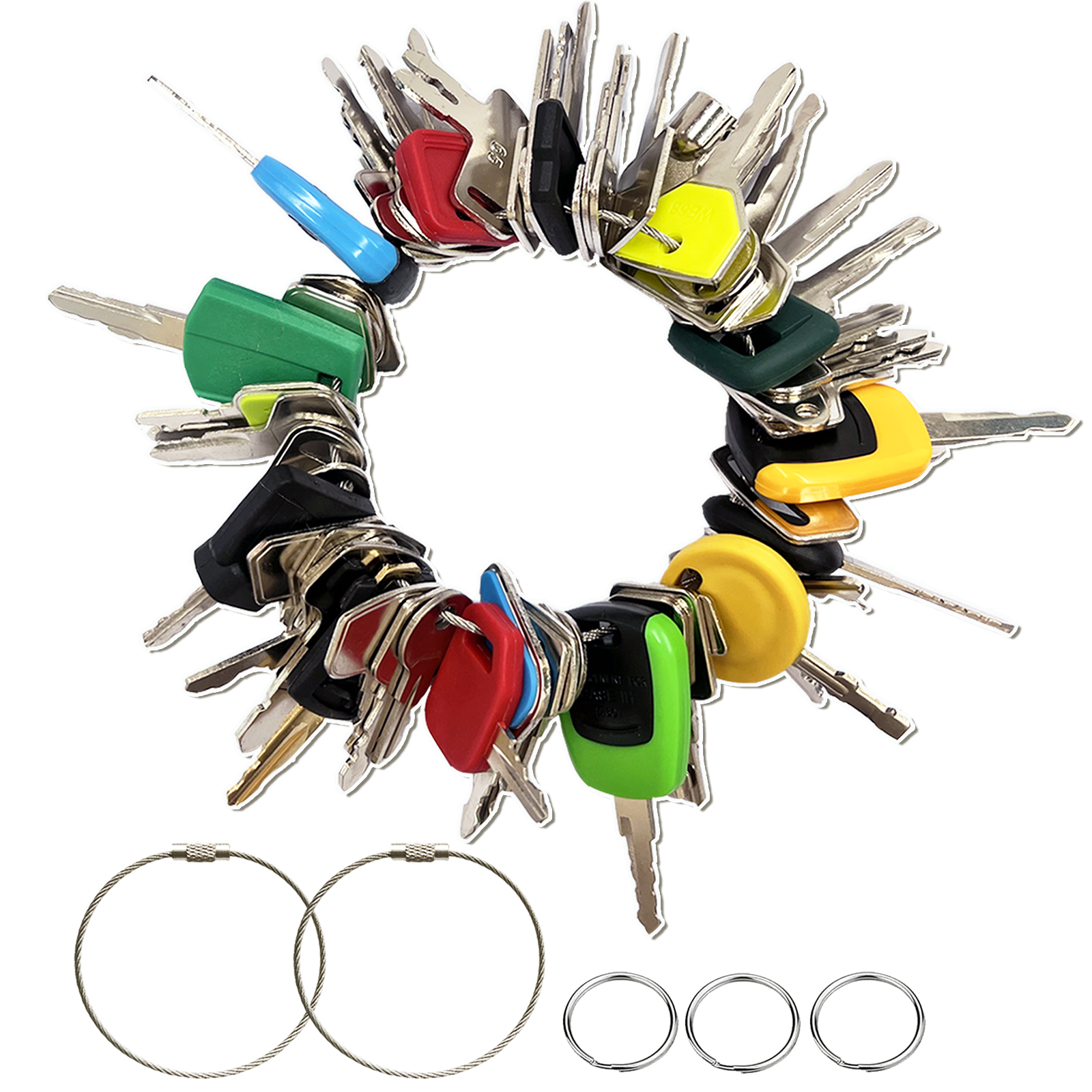 62 Heavy Equipment Keys Master Set Construction Excavator Operator Keys fit Cat John Deere Toyota Komatsu JCB New Holland Clark IHI Kobelco Takeuchi Ferguson Genie Vermeer Terex Skyjack Hyster