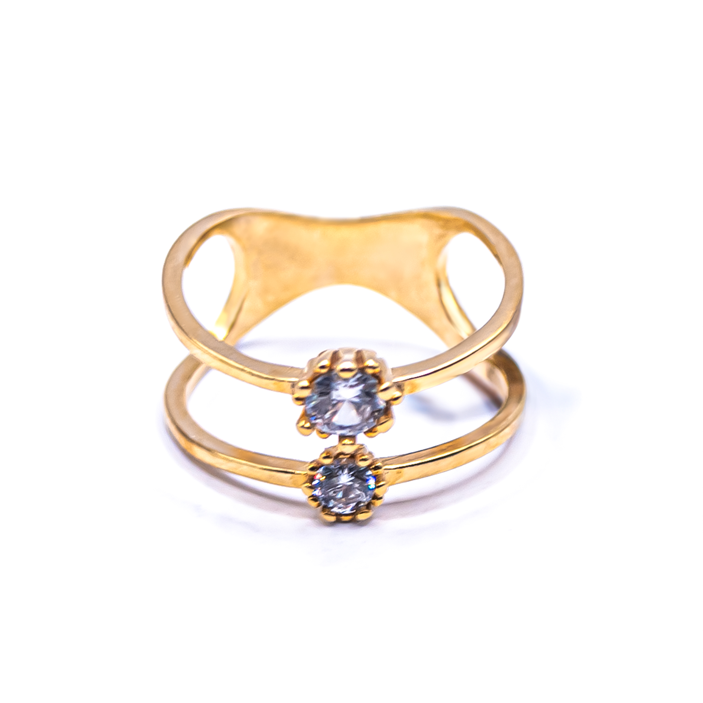 Anel  Com Duas Pedras 