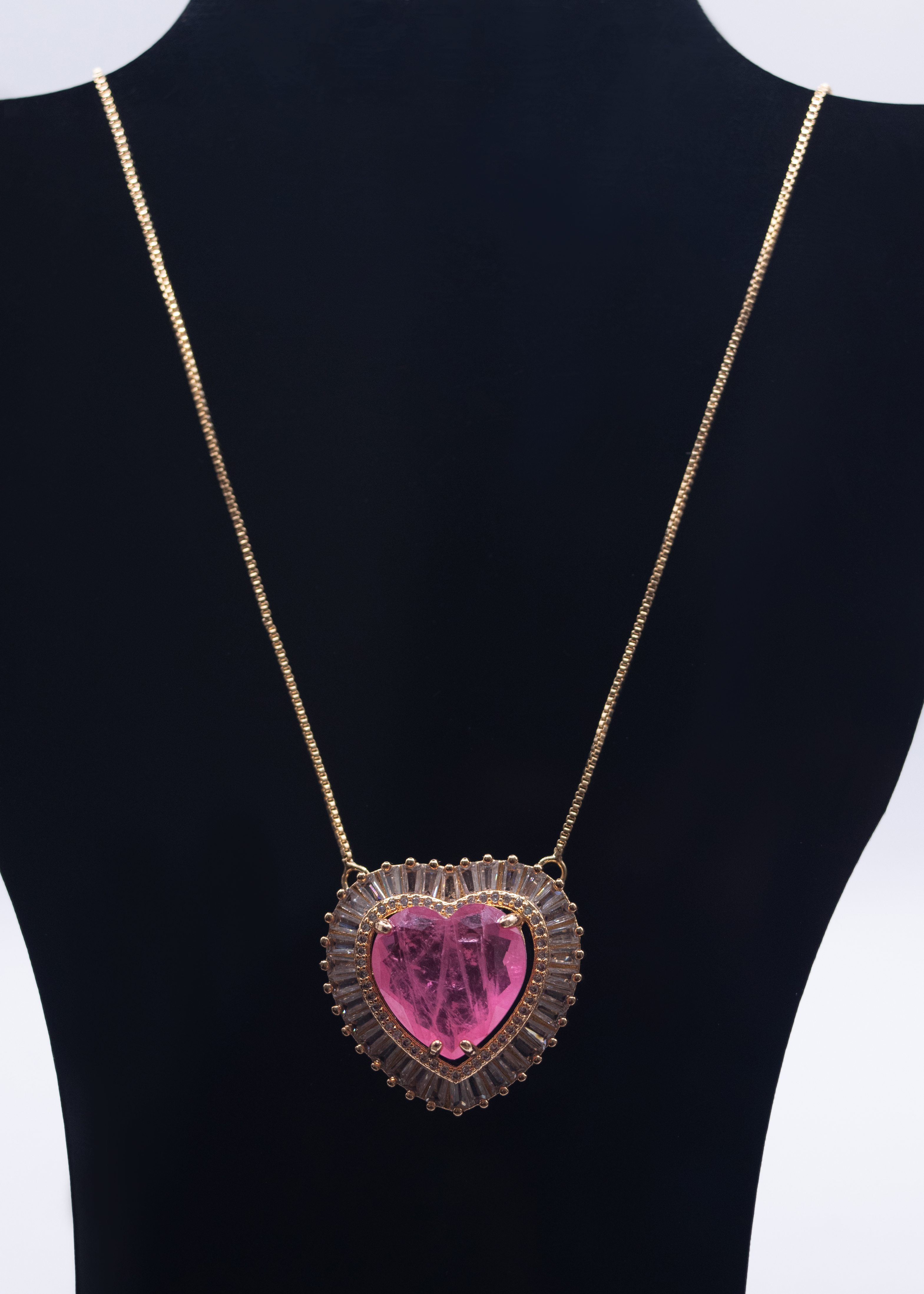 Conjunto Coração Rosa e Brinco 