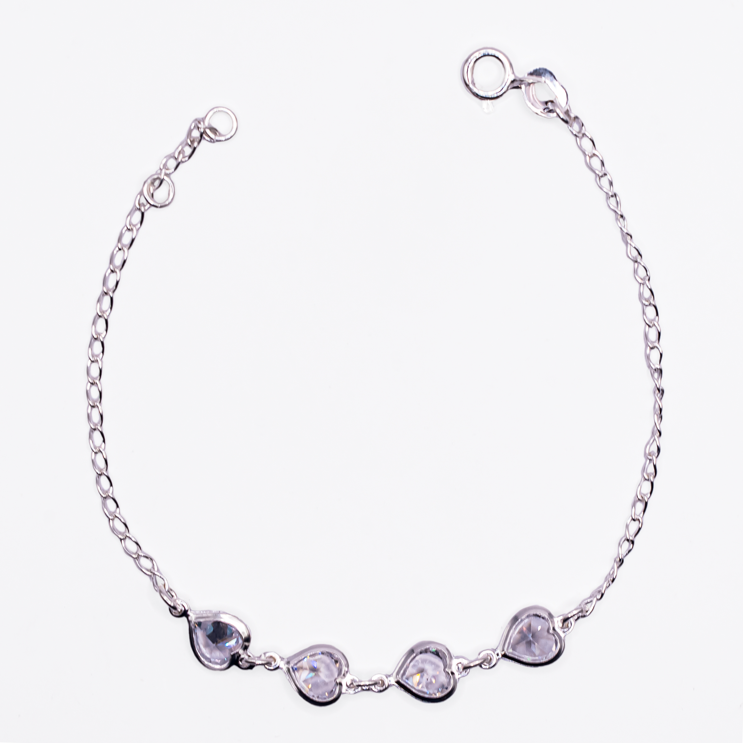 Pulseira de Coração Pedras  de Cristal 